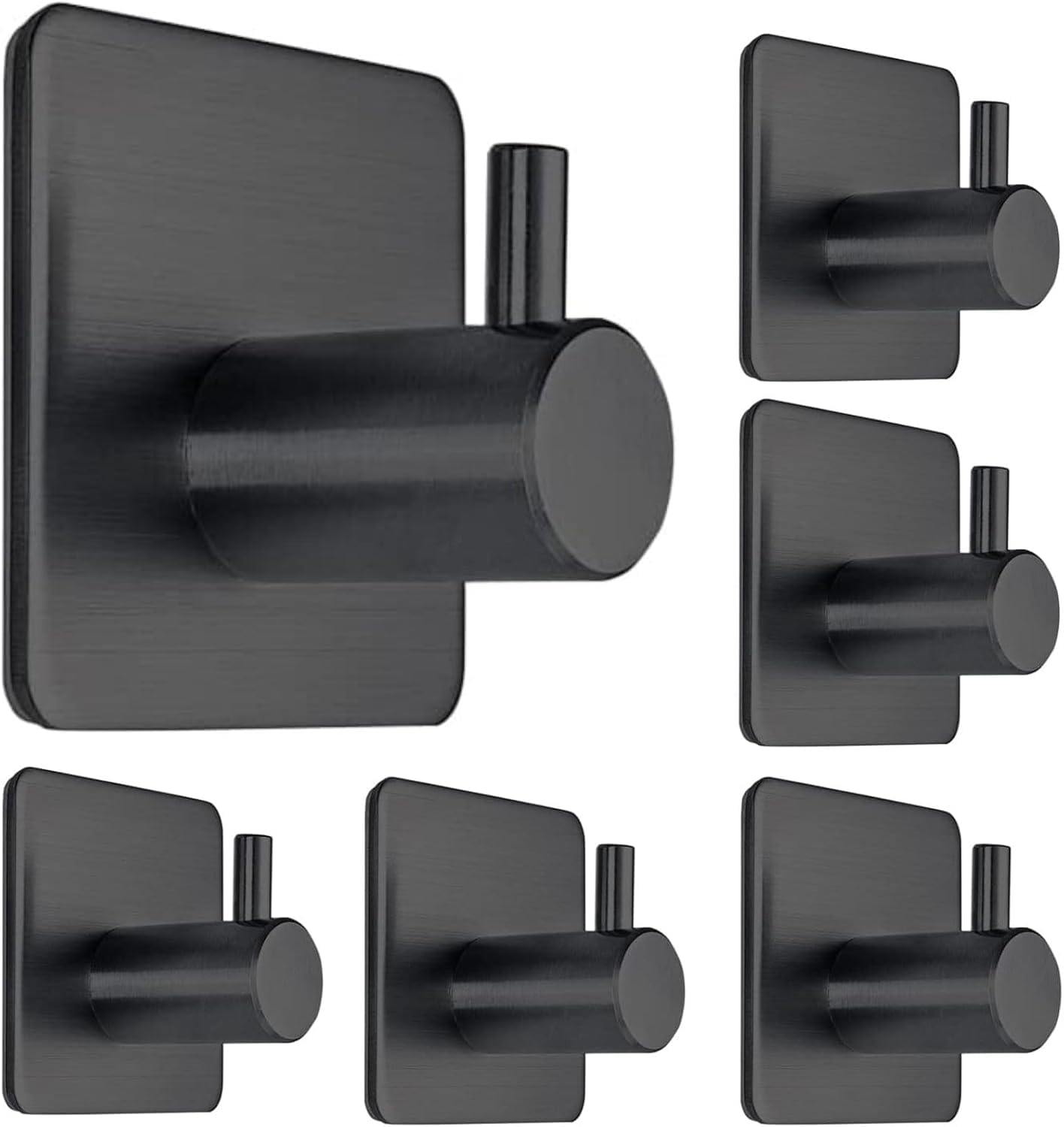 lemekukeWall Hook Adhesive (Pack Of 6 Stick on Bathroom/Room/Door/Kitchen -Heavy Duty for Hanging Towels, Robes, Coats, Keys,Calendars (Black Pin Hooks)