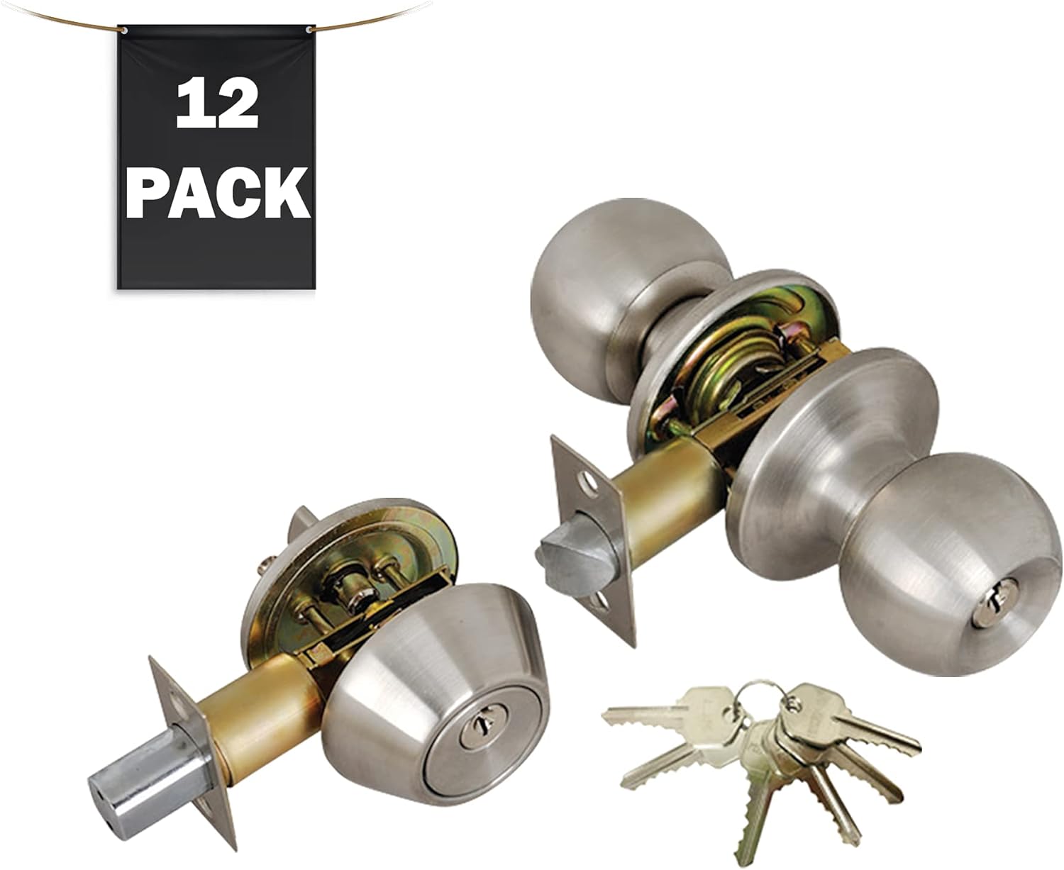 🔥 Hоt Dеаlѕ Grip Tight Tools ED03-12 Combo Entry Lock Set Door Knob and Single Cylinder Deadbolt Alike: KW1 Keyway with 72 Keys Included, Set of 12, Satin Stainless Steel Grеаtеѕt Prоduсt Grip Tight Tools ED03-12 Combo Entry Lock Set Door Knob and Single Cylinder Deadbolt Alike: KW1 Keyway with 72 Keys Included, Set of 12, Satin Stainless Steel