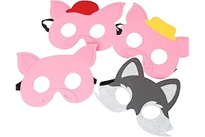 Three Little Pigs & Big Bad Wolf Masks Costume for Kids