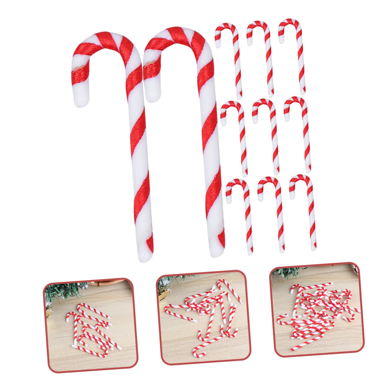 5 Sets Weihnachtsschmuck Zuckerstangen-Dekorationen Roter Christbaumschmuck Spazierstock-Stil Festlich 60 Stück * 5