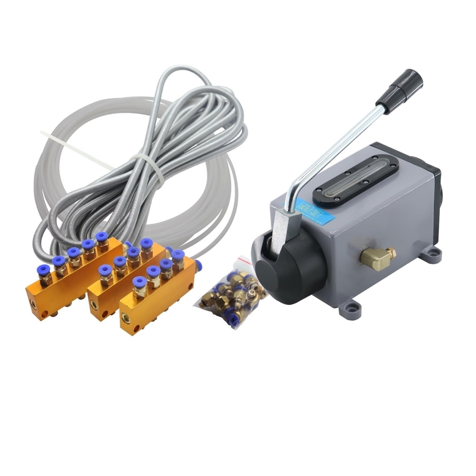 LNHHG Y-8 Lubrication Manual Oil Pump Manual Oil Injection Machine 0.5L 500CC CNC Manual Pump/Engraving Machine Lubrication Pump(Y-8 Double kit)