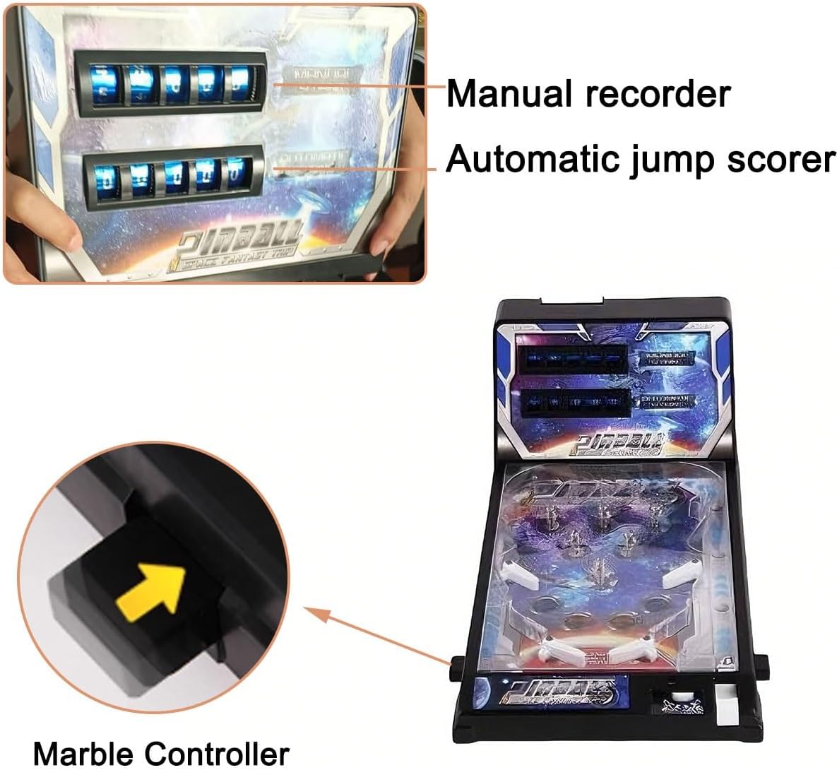 Desktop Electronic Pinball Machine, Home Retro Arcade Ball Shooting Toy, Tabletop Pinball Favor for Kids Birthdays, Action and Reflex Pinball Game with Scoreboard
