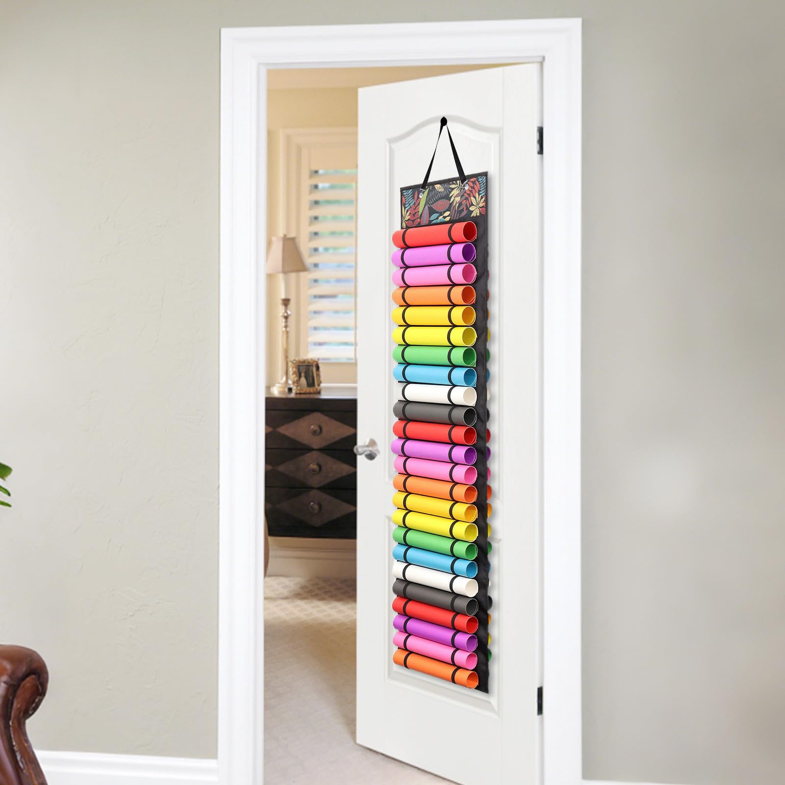 Yolispa Portarotolo in vinile organizer per rotoli fino a 48 rotoli per artigianato casa