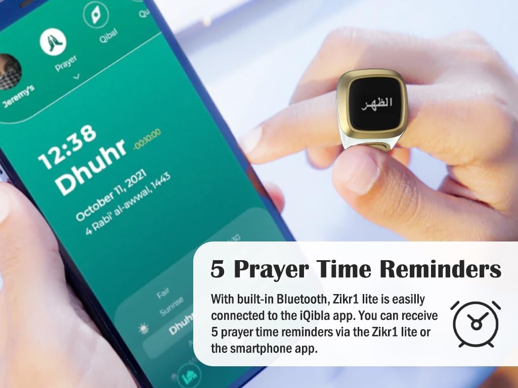 Smart Ring Counter, Smart Tasbih Zikr Ring, Muslim Islamic Prayer Smart Rings,Tasbih Counter Smart Ring, Digital Electronic Smart Tally Counter, Tasbeeh Smart Counter for Prayer (White,18mm)