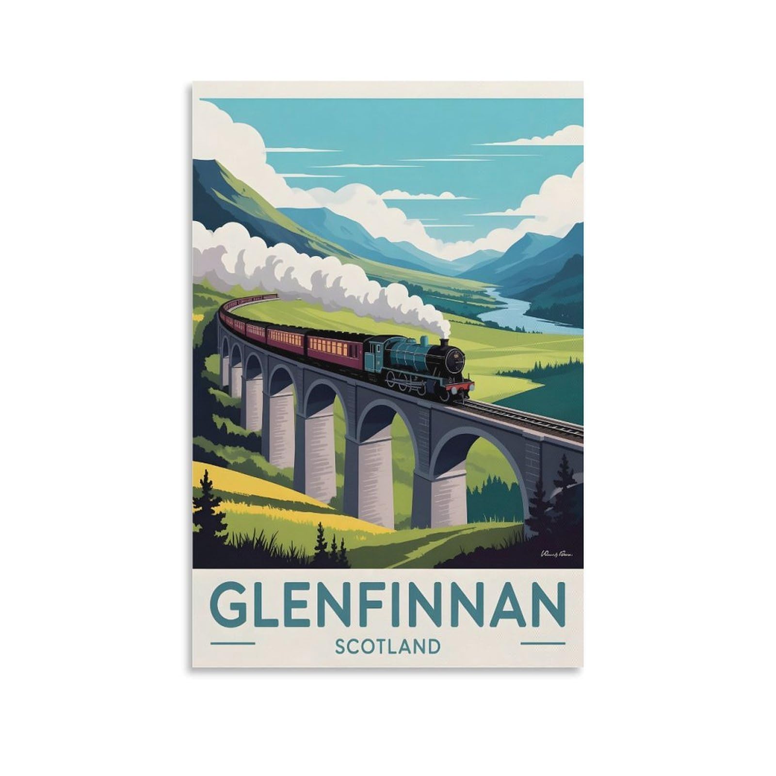 Ezmlfa S363 Diamond Painting Art Kits,Glenfinnan Scotland,5D Diamond Painting Kit For Adults Beginners, Diy Full Round Drill Gem Art Kits For Home Decor 50X60cm