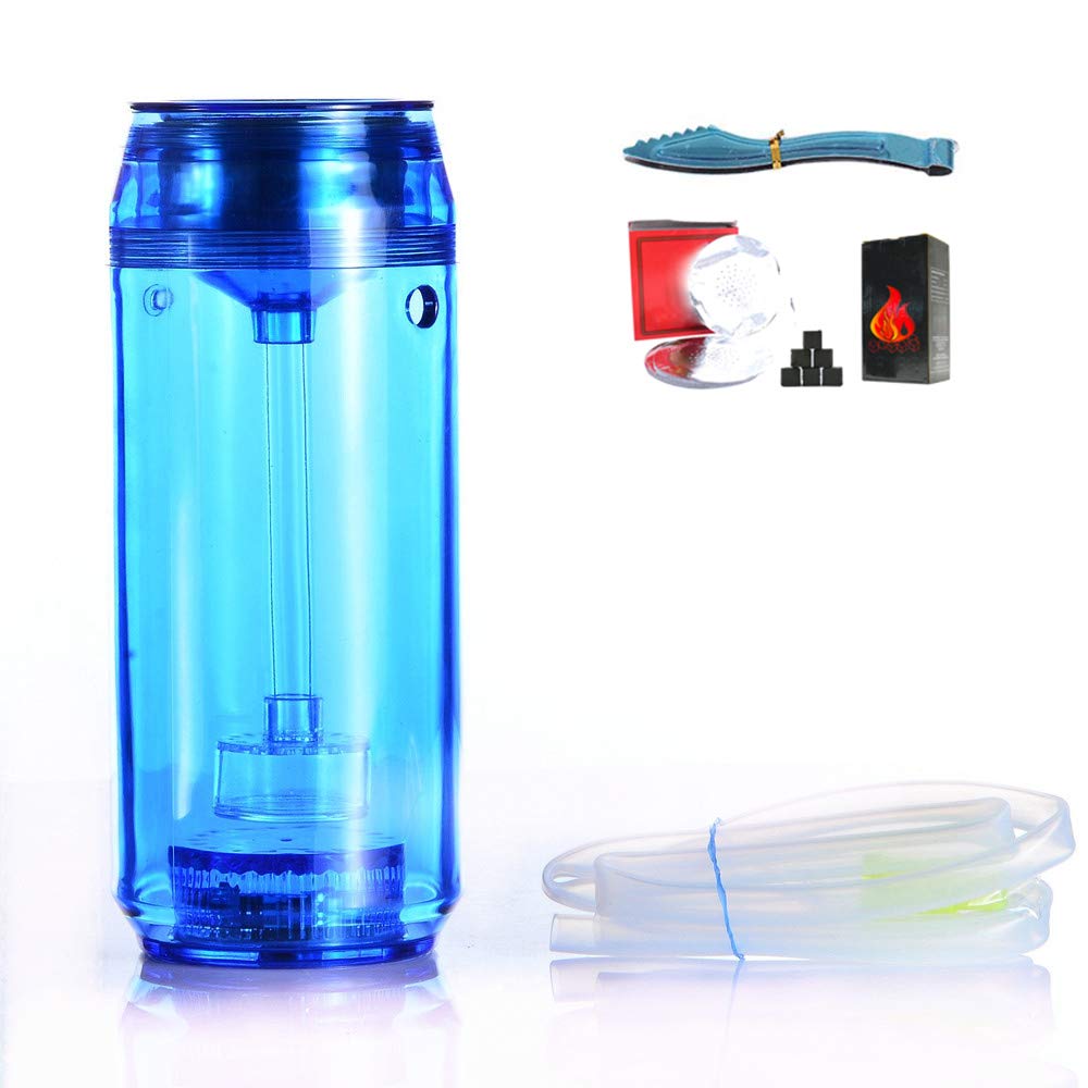 Acrílico Hookah, Shisha Manguera Individual, con Modern Hookah Bowl Y Kit de Iniciación Conjunto Completo de Luz LED Pipa de Agua,Viene Listo para Usar,Azul