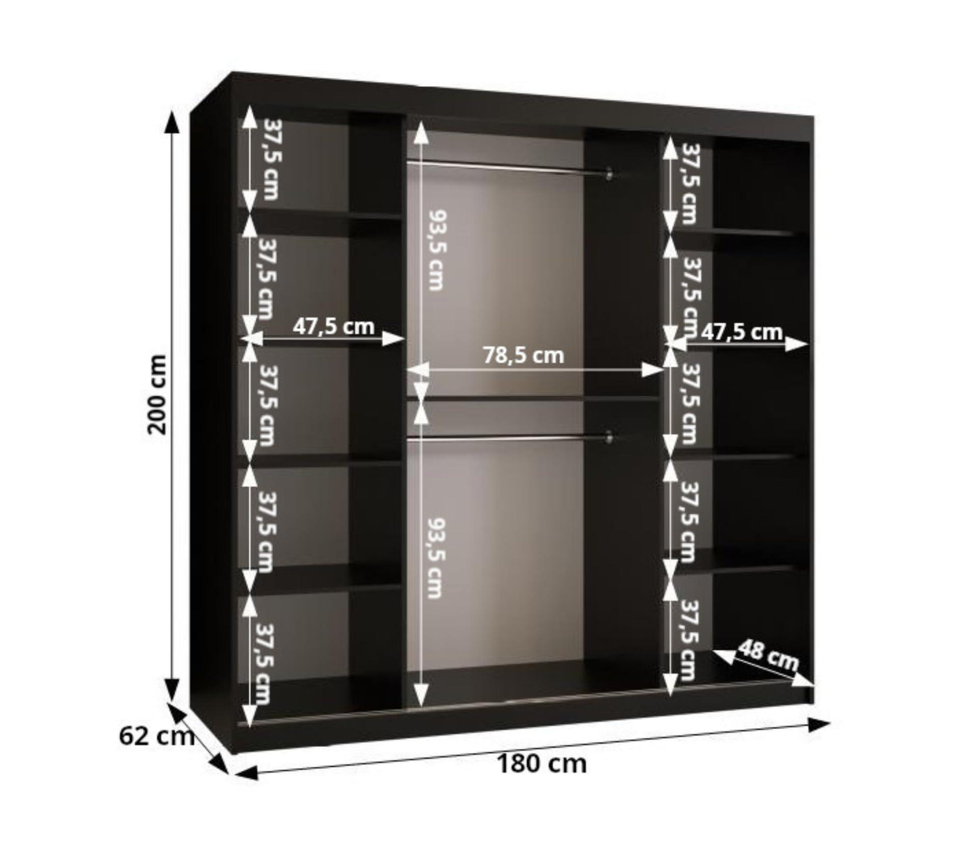 ABIKSMEBLE Armoire Porte coulissante Lucy - Armoire Chambre - Dressing Chambre Adulte - Penderie Vetement Dressing - Garde Robe - Placard Chambre - 2 Portes - Closet