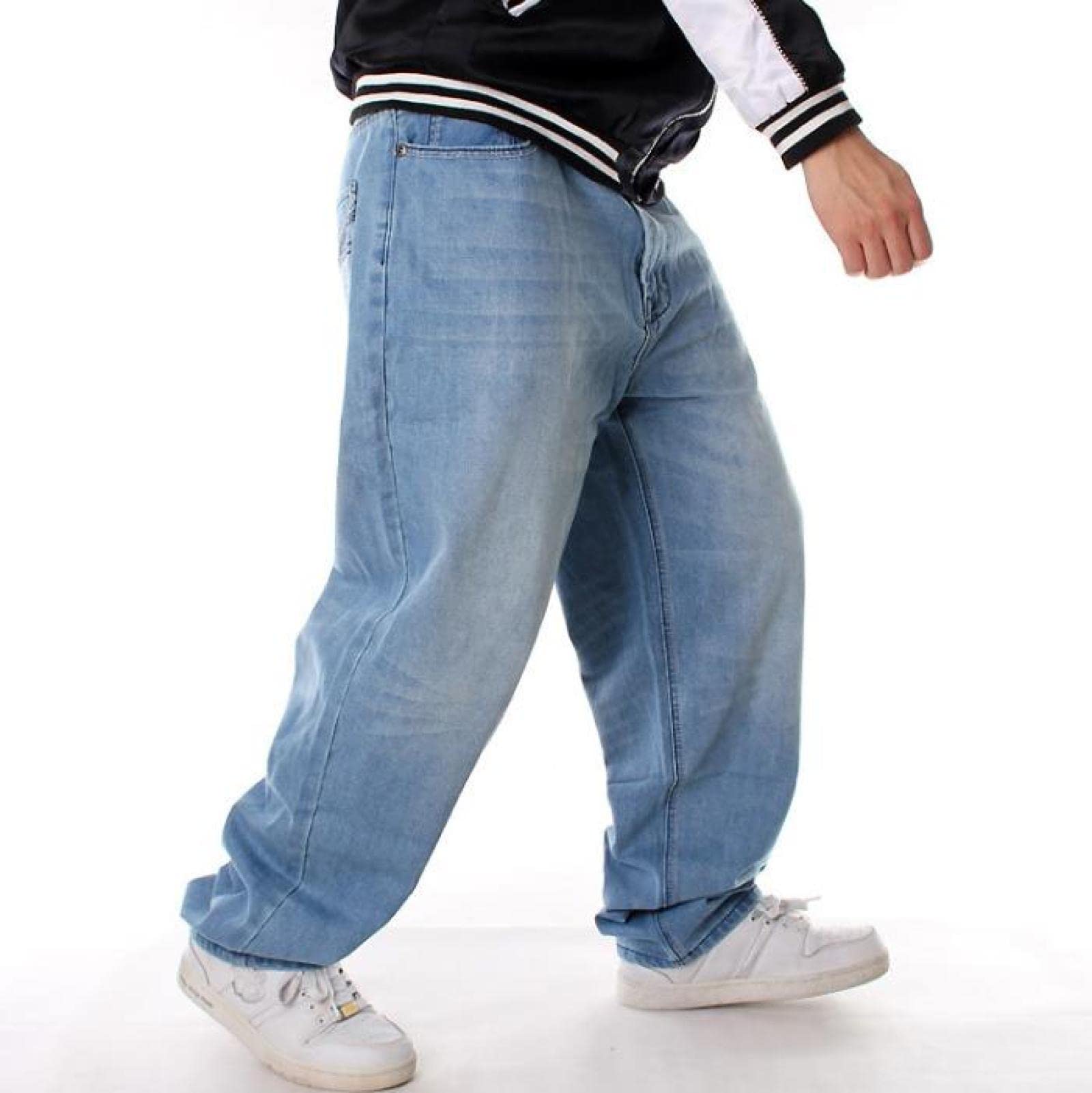 Dżinsy męskie spodnie na co dzień luźne plus size męskie dżinsy workowate spodnie na deskorolkę hiphop mężczyźni chłopcy wiele kieszeni denim hip hop rapy spodnie cztery pory roku