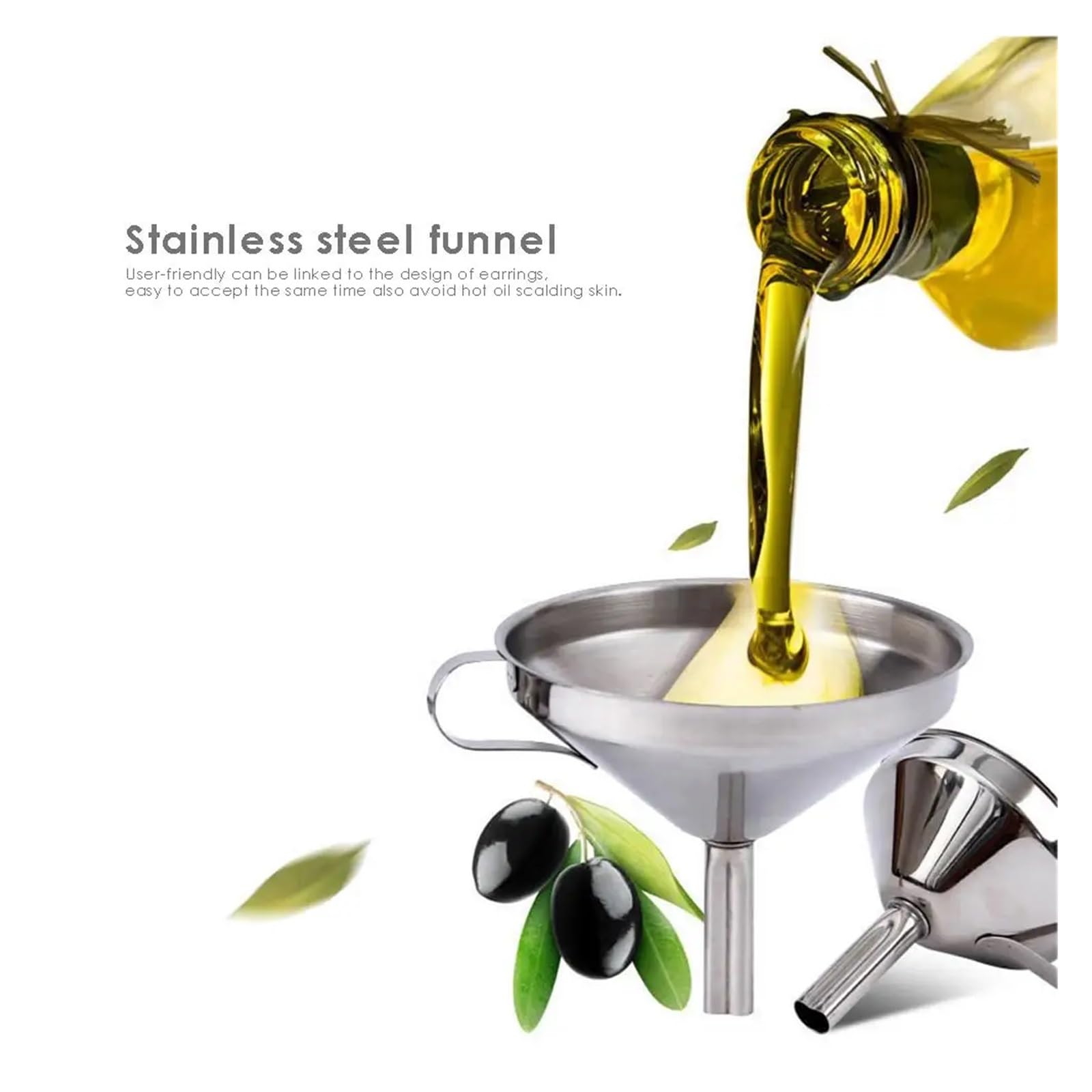 Embudo grande de acero inoxidable con filtro desmontable, embudo de cocina de aceite para transferir líquidos y polvos, herramienta de cocina de metal, 16 cm de diámetro