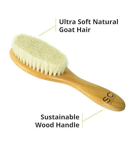 Miniatura 7 de Stone & Clark - Juego de cepillo de pelo y peine para recién nacido, niño y niña, cepillo de madera para bebé con cerdas suaves de cabra para la