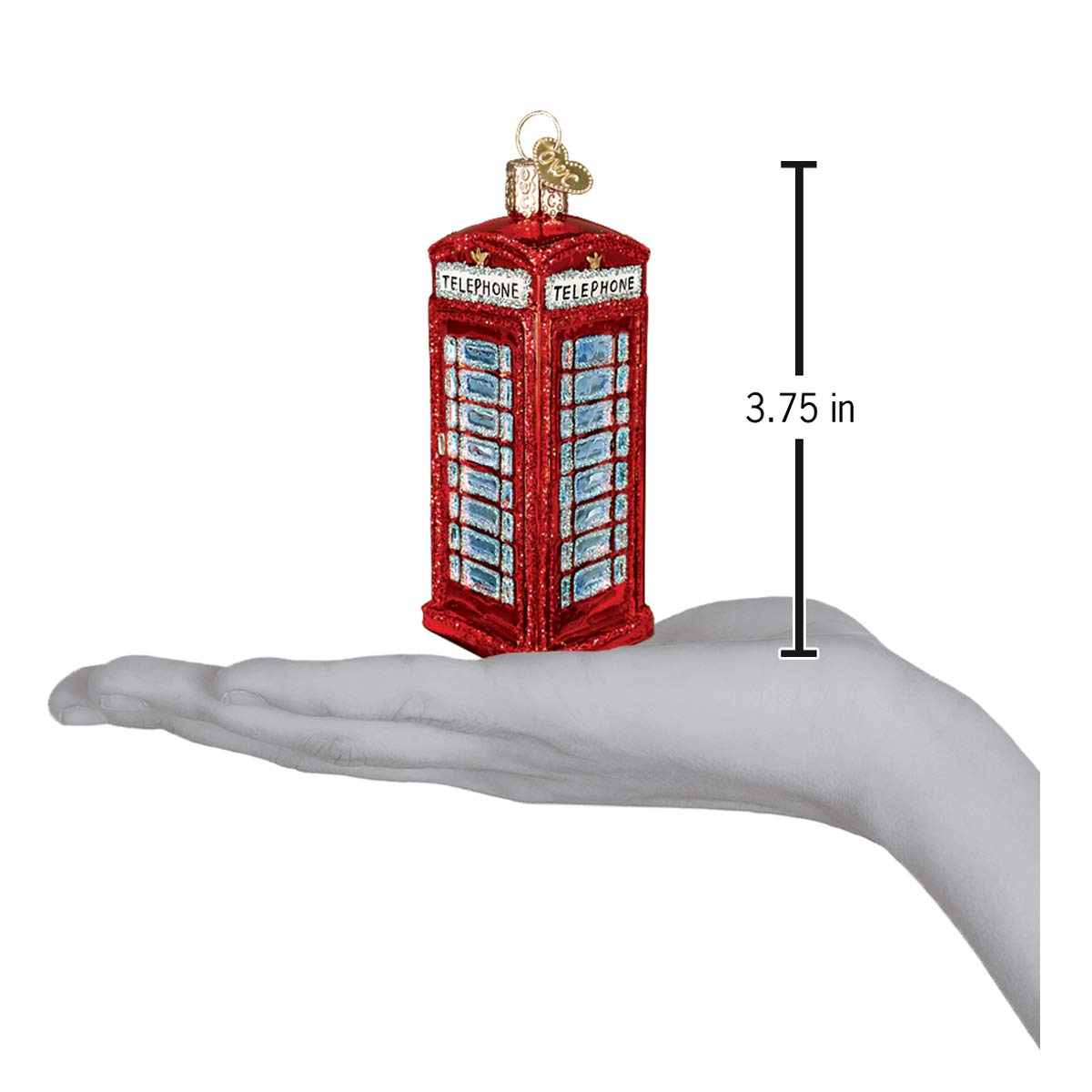 Old World Christmas Ornaments: Cities, Places and Landmarks Glass Blown Ornaments for Christmas Tree English Phonebooth - Image 3