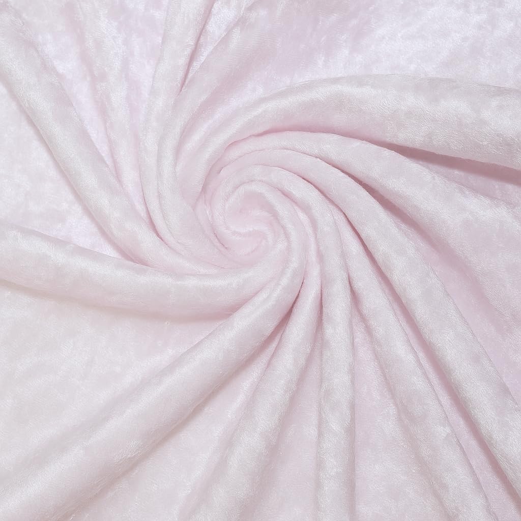 Light Pink Crushed Velvet Fabric – 0.5 Metre Length x 150cm Wide – Soft Luxury Material for Upholstery, Dressmaking, Crafts & Décor