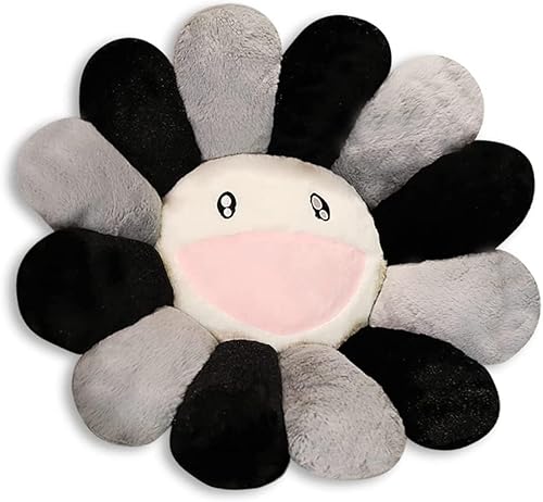 Miniatura 10 de Almohada de felpa con cara sonriente arcoíris, almohada de felpa de girasol indie decorativa, almohada de flores suave y cómoda para la decoración