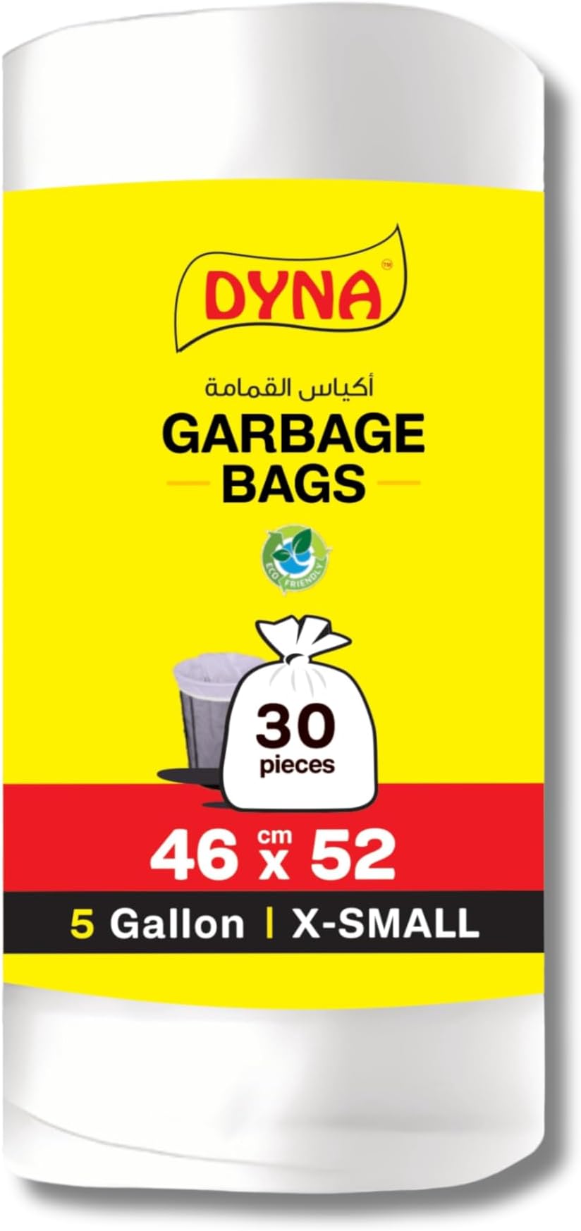 Dyna Garbage Bags, 5-Gallon Size (30 Count) | Small Trash Bags for Bathroom, Office & Bedroom | 46x52 cm, Leak-Proof & Tear-Resistant |Waste Bag for Indoor & Outdoor Use