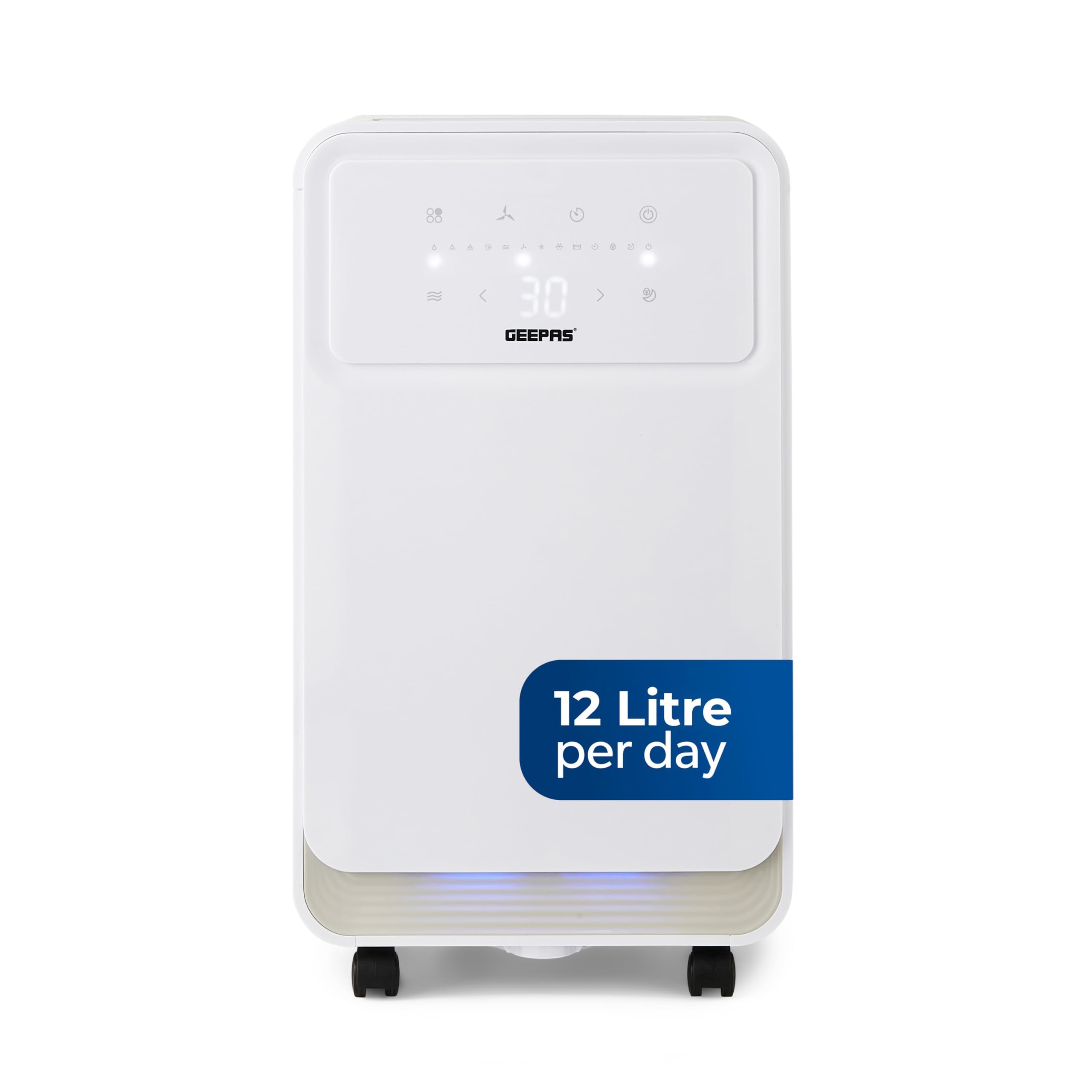 Geepas 12L Low Energy Digital Dehumidifier Laundry Mode Portable White from B&Q