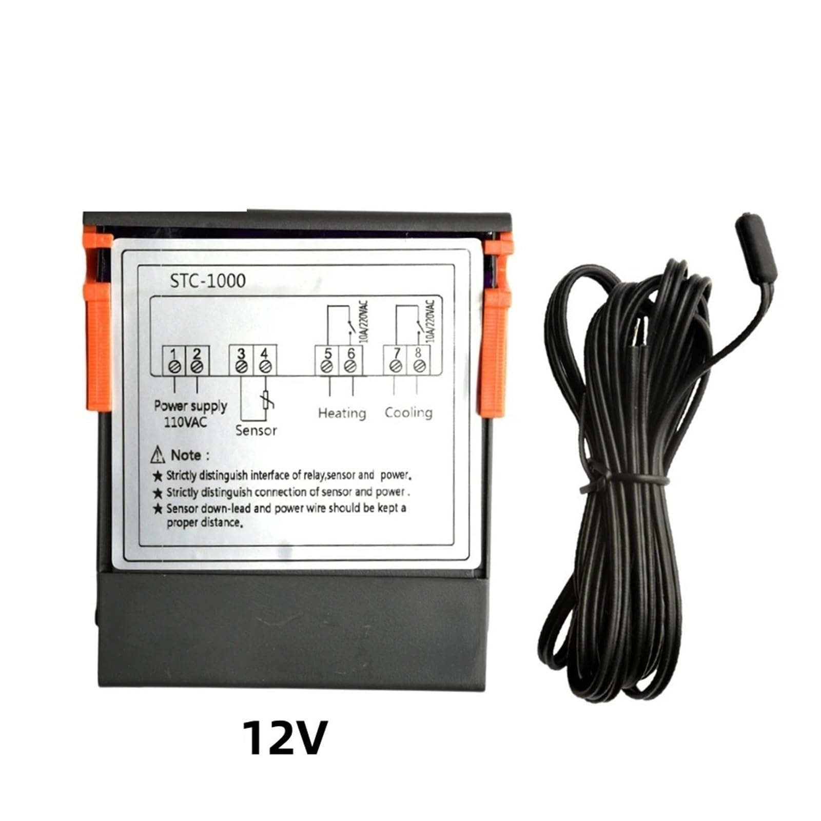 Thermostat électronique Contrôleur de température STC-1000 pour aquariums, machines d'élevage d'animaux et fruits de mer, thermostat d'armoire avec conversion automatique du froid et de la chaleur