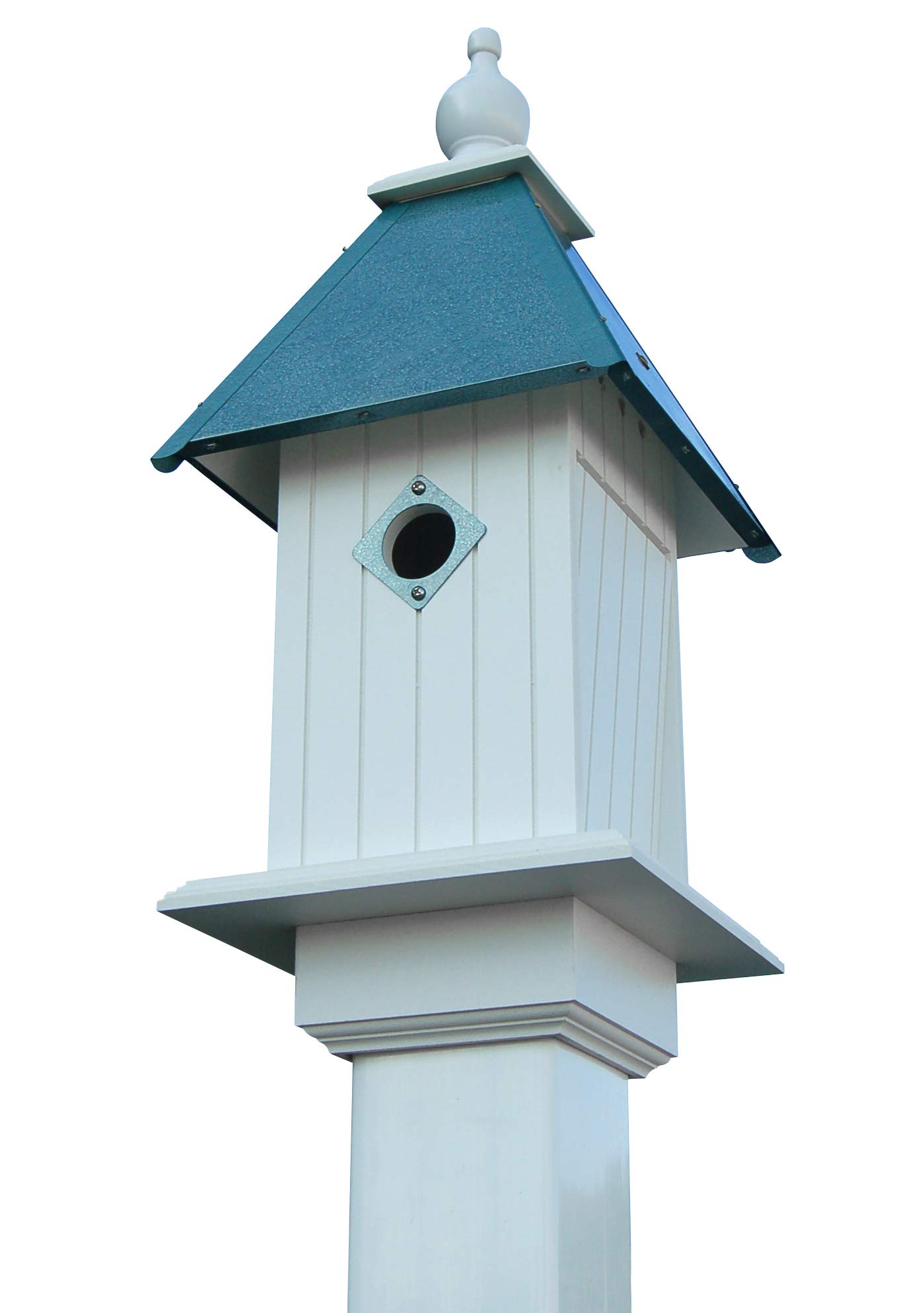 Wing & A Prayer Cathedral Bird House with Verdigris Roof | PVC Trimboard Nest Box with 1.5" Entry & Predator Guard | Classic Outdoor Birdhouse for