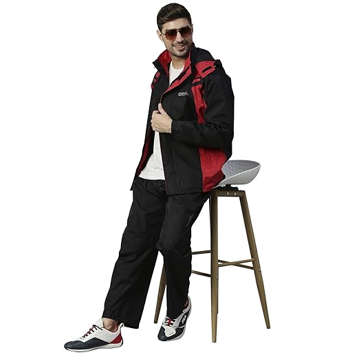 ZEEL Seam Sealed Raincoat | High Neck Jacket with Hood | Waterproof Pant and Carrying Pouch | JS508 Unisex-adult