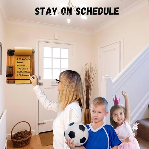 Miniatura 4 de Dispensador de papel kraft – Dispensador de rollo de papel montado en la pared – Tablones de mensajes decorativos para pared – Soporte para bloc de