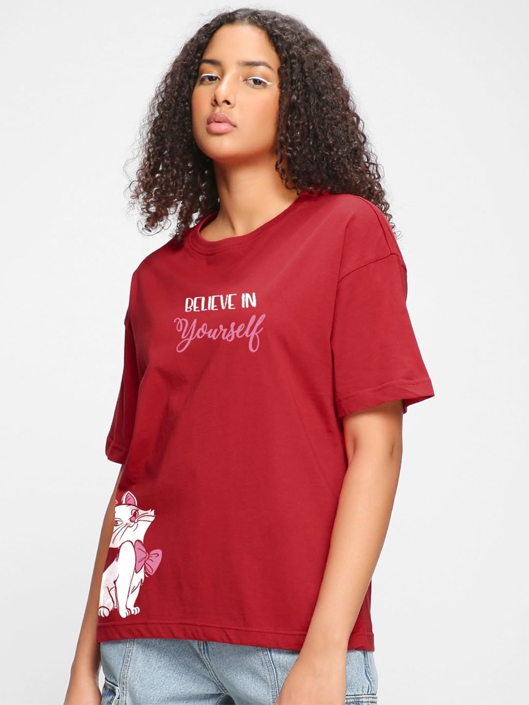 Bewakoof Lot de 2 t-shirts à manches courtes et col rond en pur coton pour femme