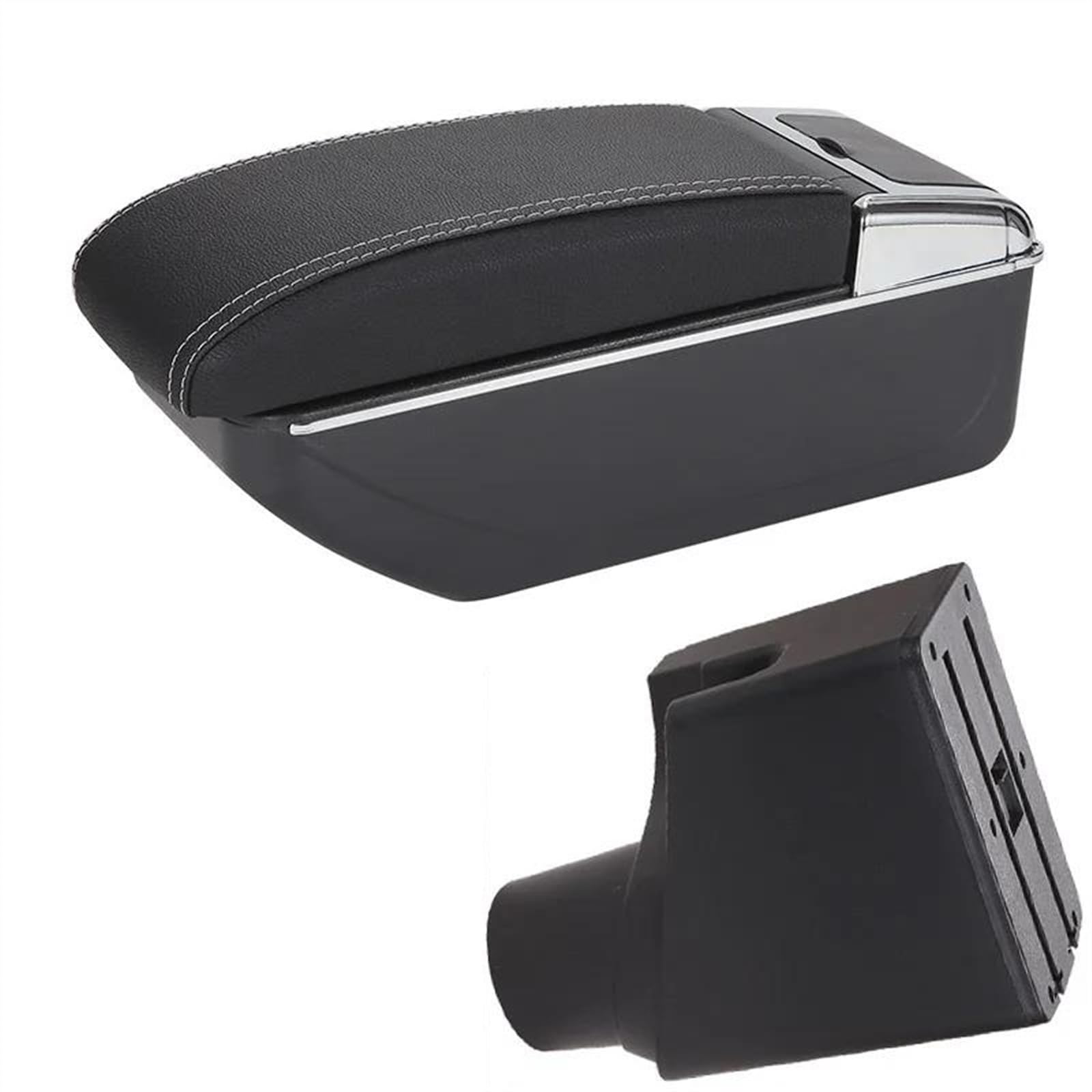 NOHEEU Car Armrest Box Center Storage Interior Details Retrofit Parts For Yaris For Hybrid 2015-2023(D3 Black white NoUSB)