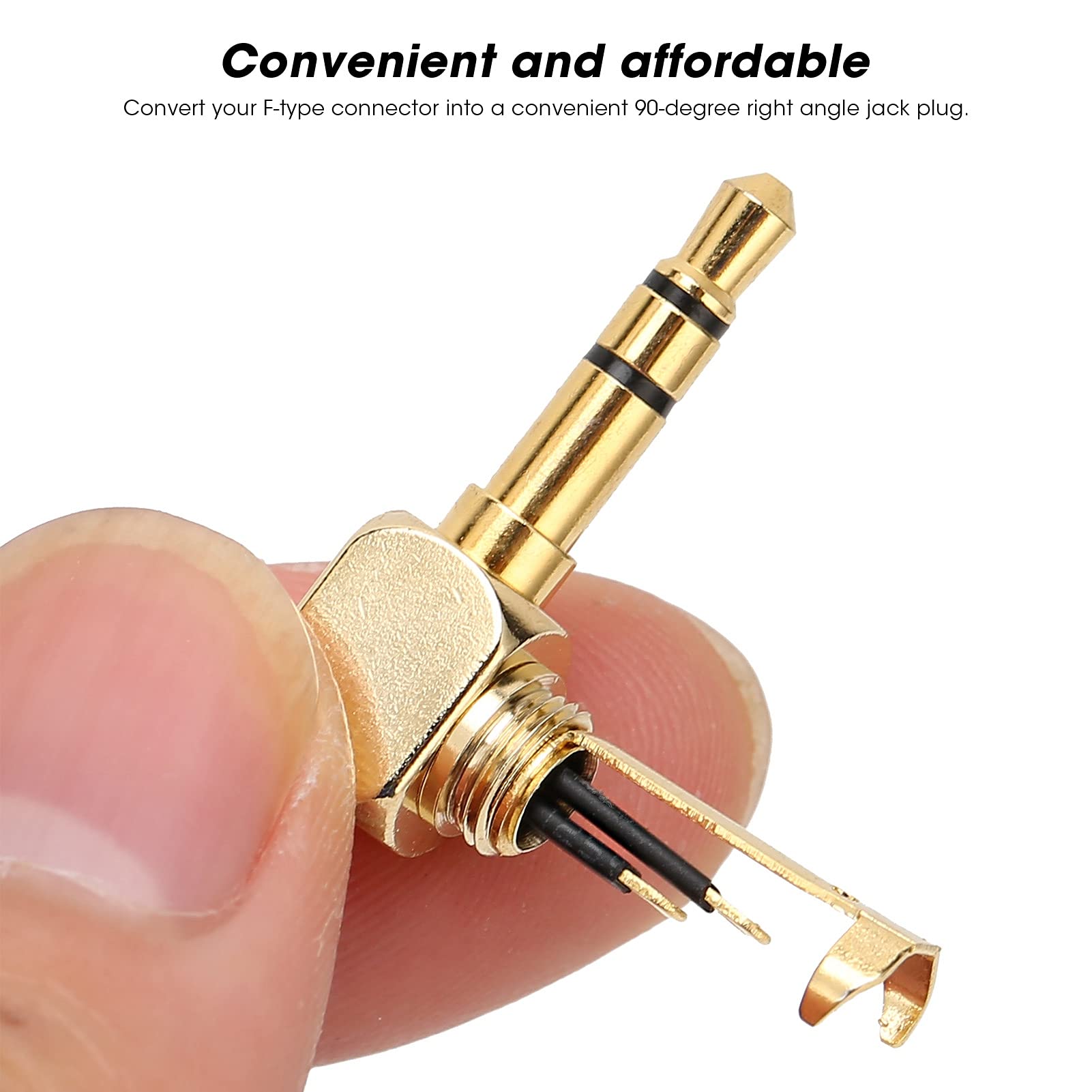 20 Piezas Adaptador de Audio de 3,5 mm de 3 Secciones Adaptador de Audio Dorado de 90 Grados en Forma de L Enchufe para Auriculares DIY