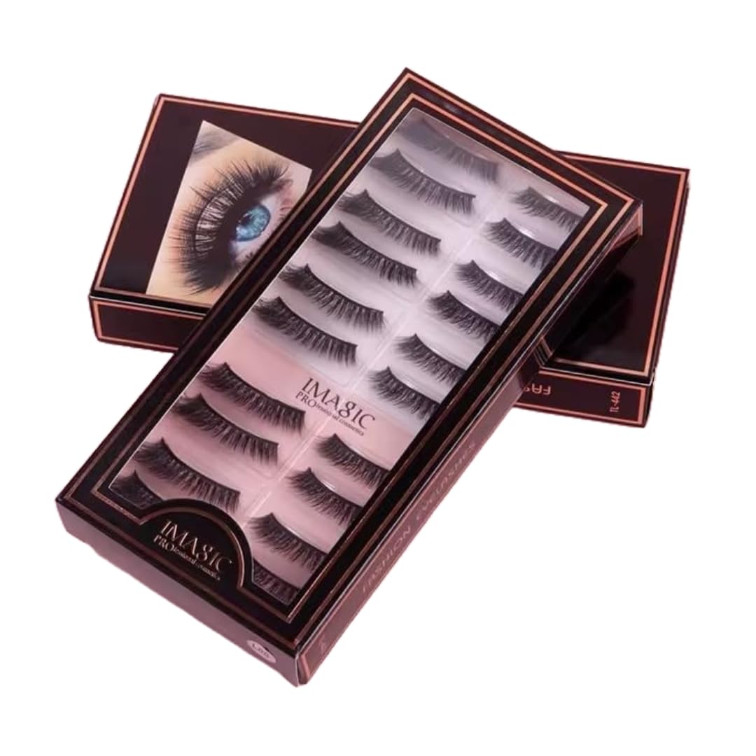 Imagic PROfessional Synthetic Fibers False Eyelashes, Natural & soft 100% Handmade 3D Eyelashes Pack 10 Pairs of 1 box
