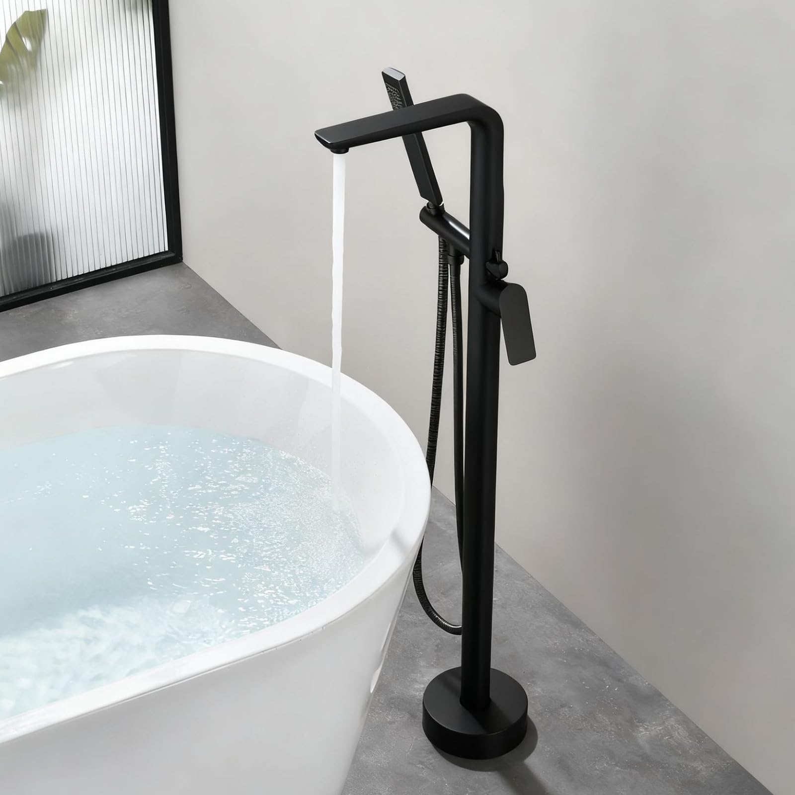 BiaoTeng Grifo de Suelo para Bañera Moderno Negro