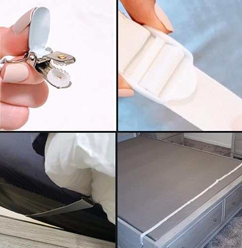 Miniatura 6 de Correas de sábanas y protectores de edredón con correas elásticas, clips seguros y soporte plano, ajustado o de edredón para personas que duermen