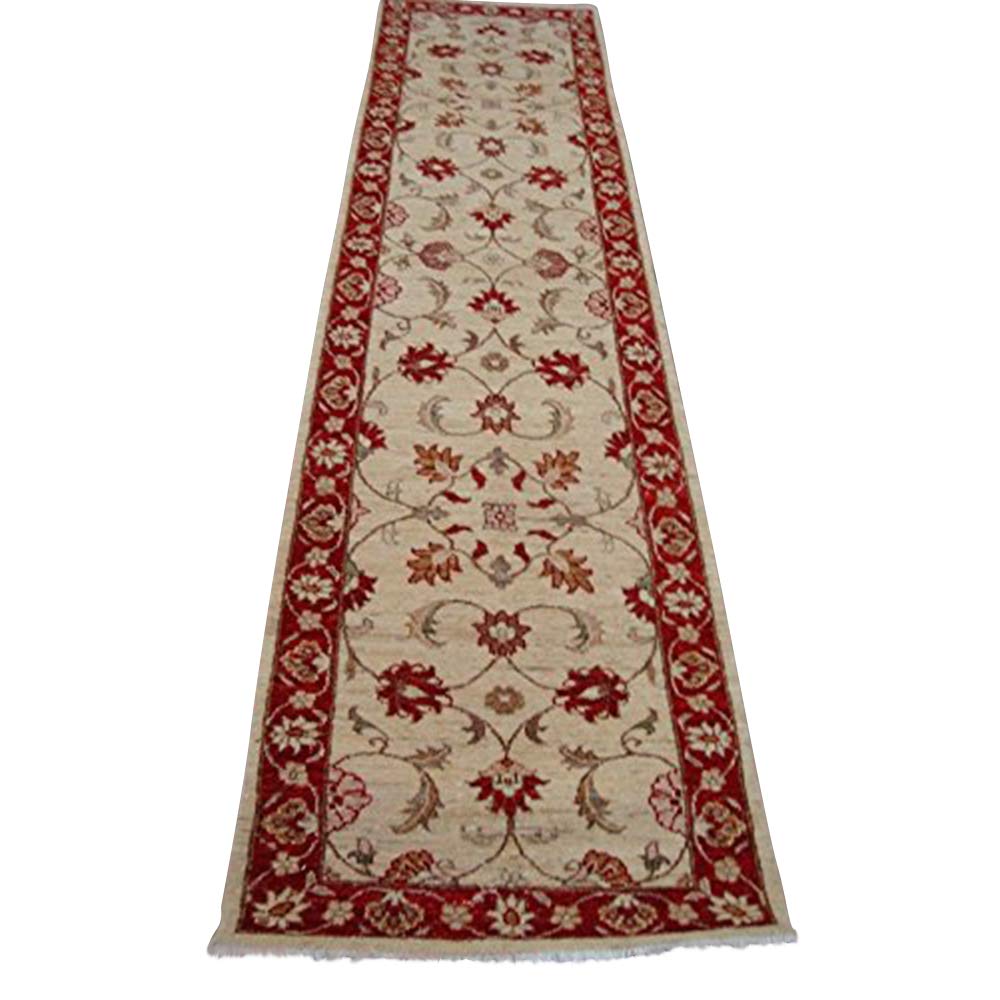 AL AHMEDANI LINEN Exclusive Chobi Ziegler Floral Hand Knotted Vege Dyed Woolen Runner Rug Multicolor Design Rug Complement Your Home Decor Rectangle (10.2 x 2.6)'