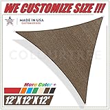 ColourTree 12' x 12' x 12' Brown Sun Shade Sail Triangle Canopy Awning UV Resistant Heavy Duty Commercial Grade,We Make Custom Size