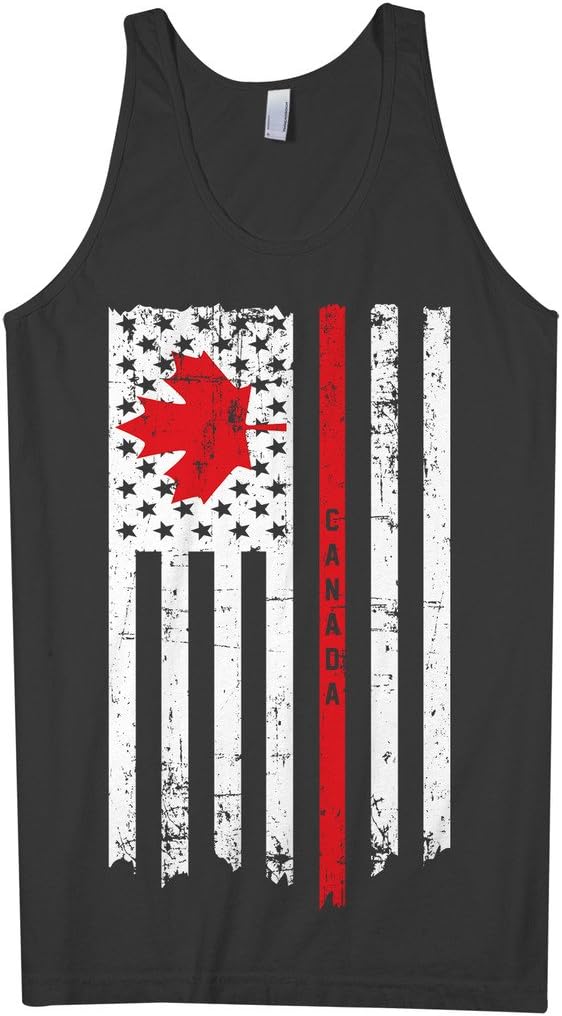 Threadrock Men's Canada USA Canadian American Flag Tank Top
