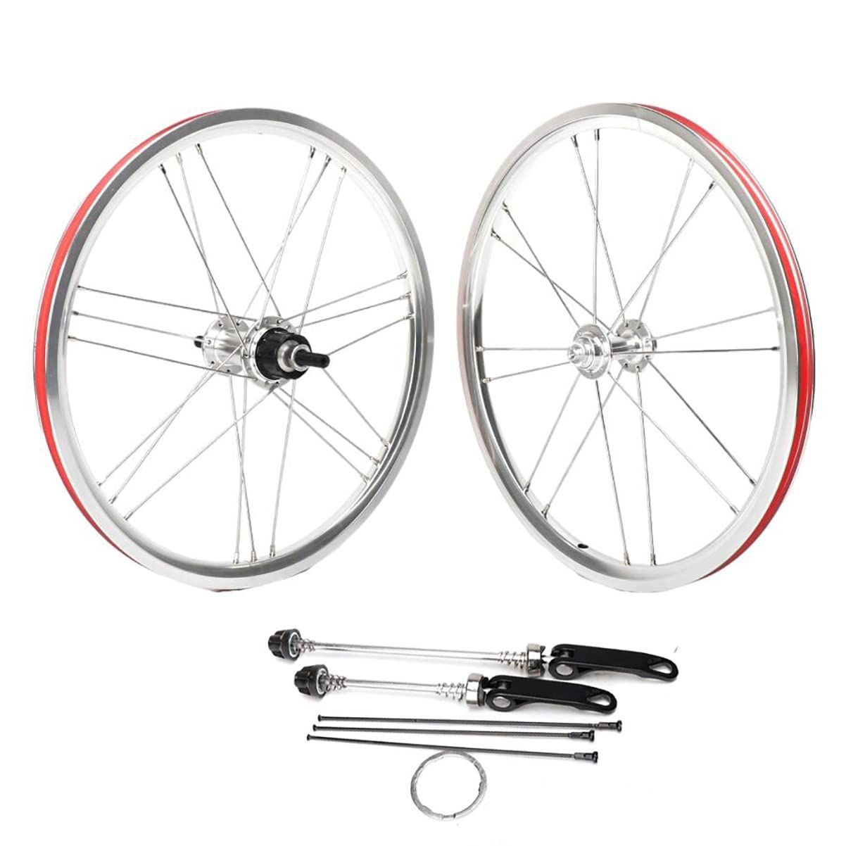 16'' Juego De Ruedas Plegables 349 Ruedas BMX Llanta/Freno V Cierre Rápido | 16/21H Bujes 74/130mm Para Cassette 7-11 Velocidades(Silver)