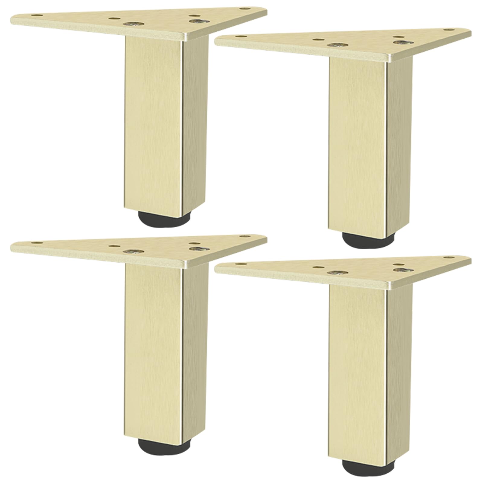 SZLXJMFL Gold, 4pcs Table Legs DIY Metal Furniture Feet Adjustable 6cm-60cm Heavy Duty Sofa Legs Cabinet Legs Cupboard Feet Kitchen Foot, Rubber Anti-slip Mat, Free Screw-6cm/2.4"