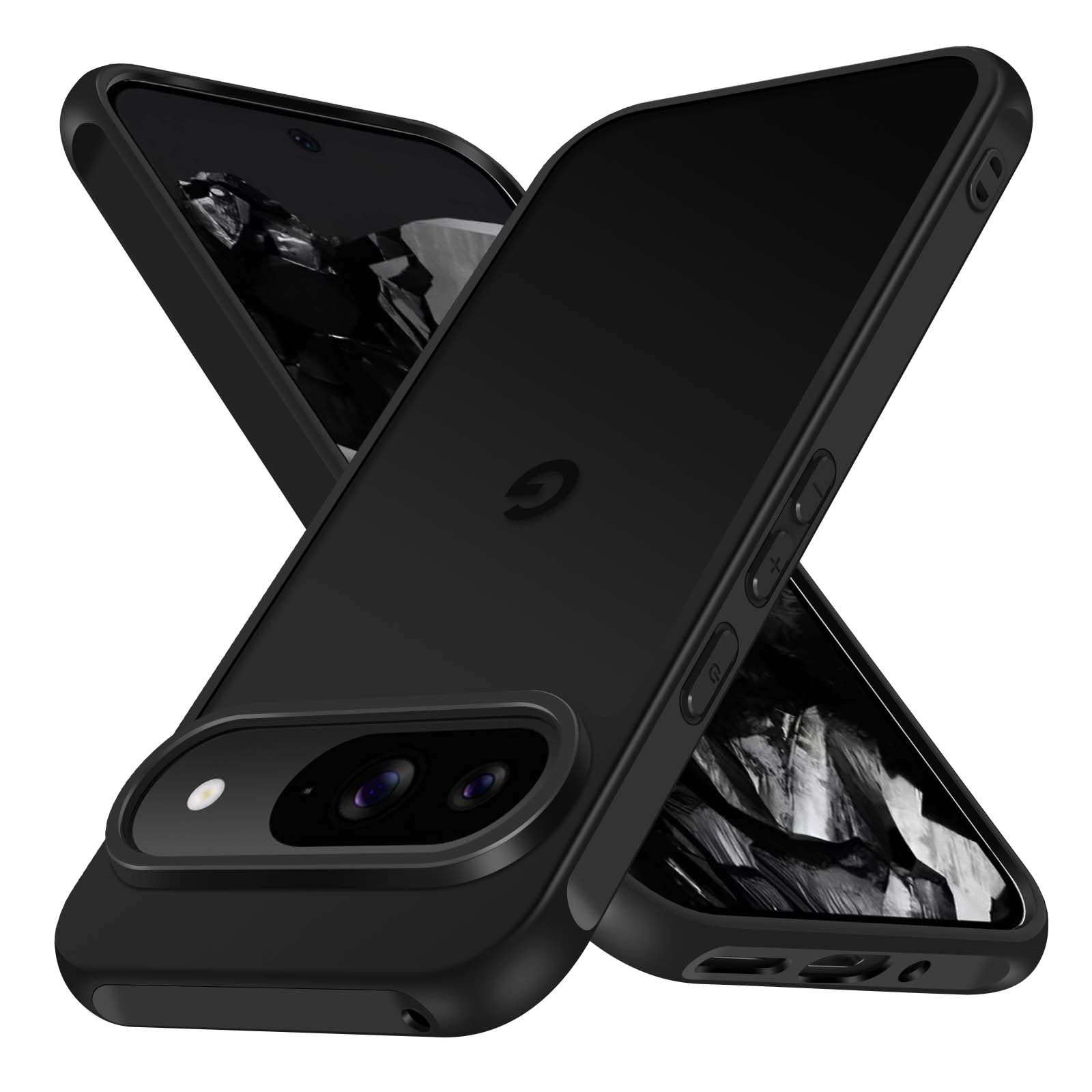Ivoler Schutzhülle Für Google Pixel 9 Pro XL – Militärstandard, Stoßfest, Matte Durchscheinende Rückseite, Schwarz