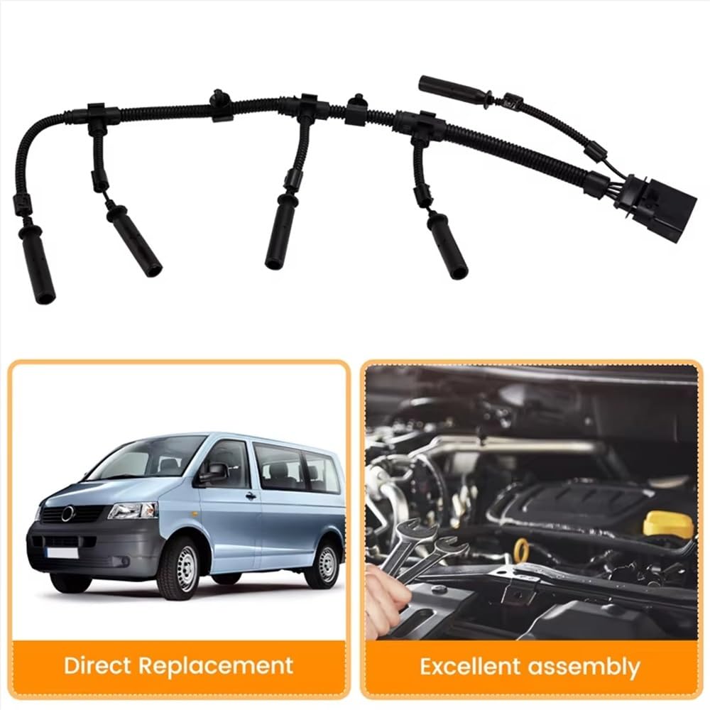 Świece żarowe do VW Transporter 2.5 TDI 2003-2010 070971277B wiązka przewodów świec żarowych
