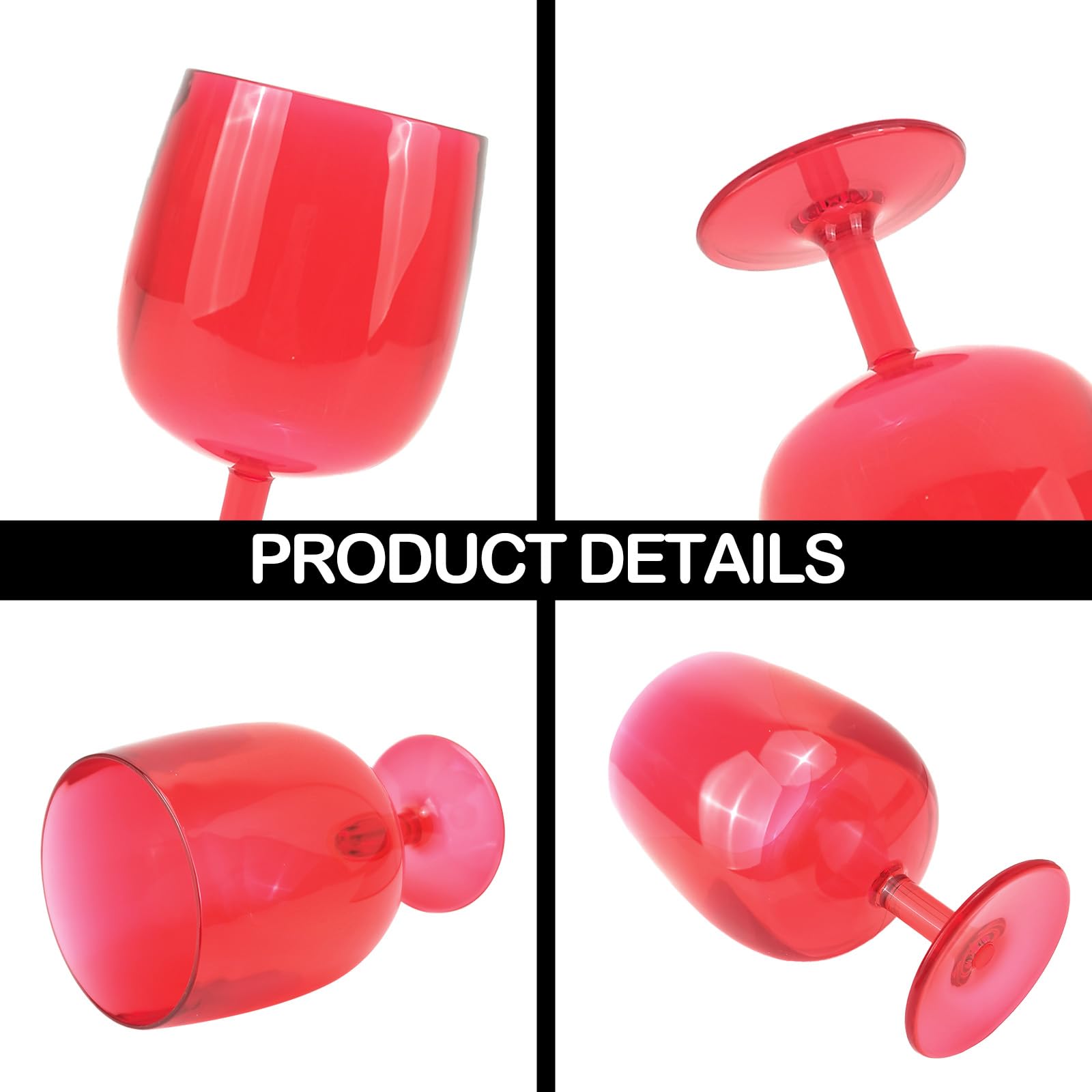 Lot de 6 gobelets empilables en acrylique - 355 ml - Gobelets incassables - Sans BPA - 14 cm de haut x 7,6 cm de diamètre - Pour une utilisation en intérieur et en extérieur (rouge)