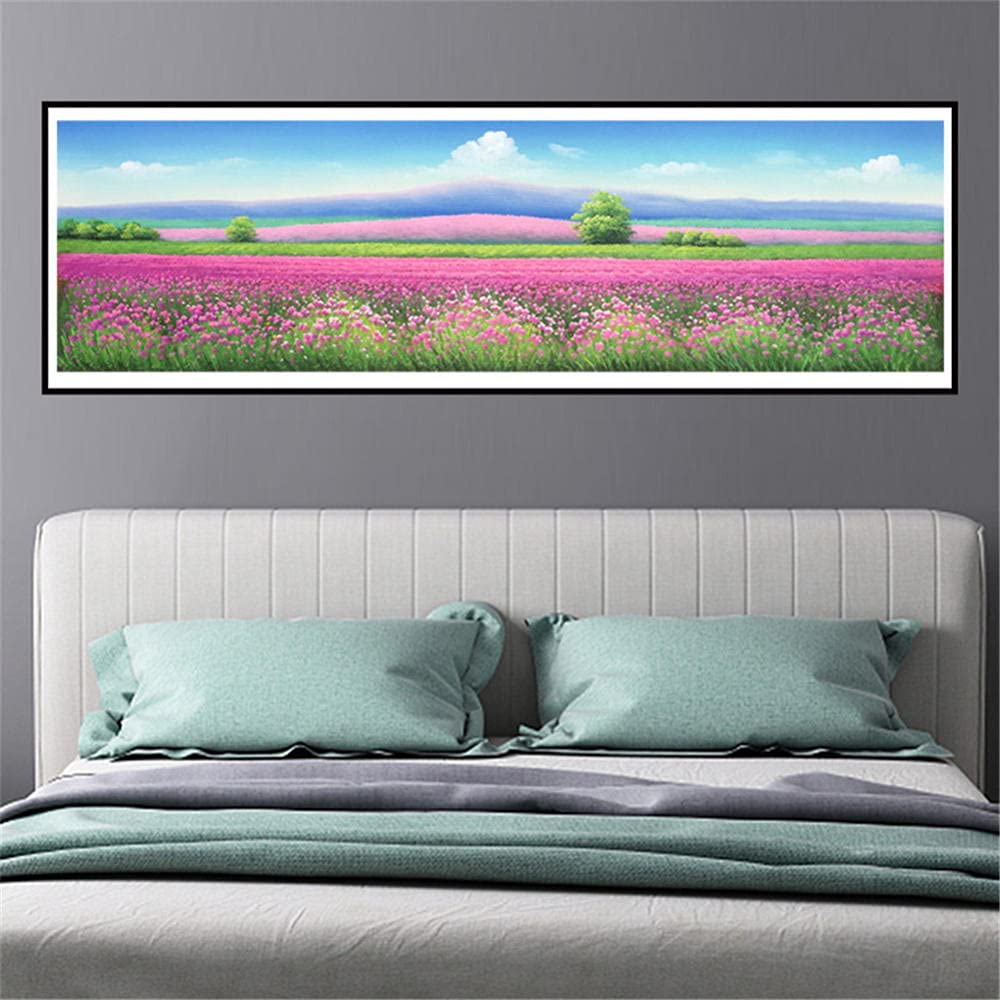 Diamond Painting grand format 24x48inch de paysage printanier avec strass ronds pour salon