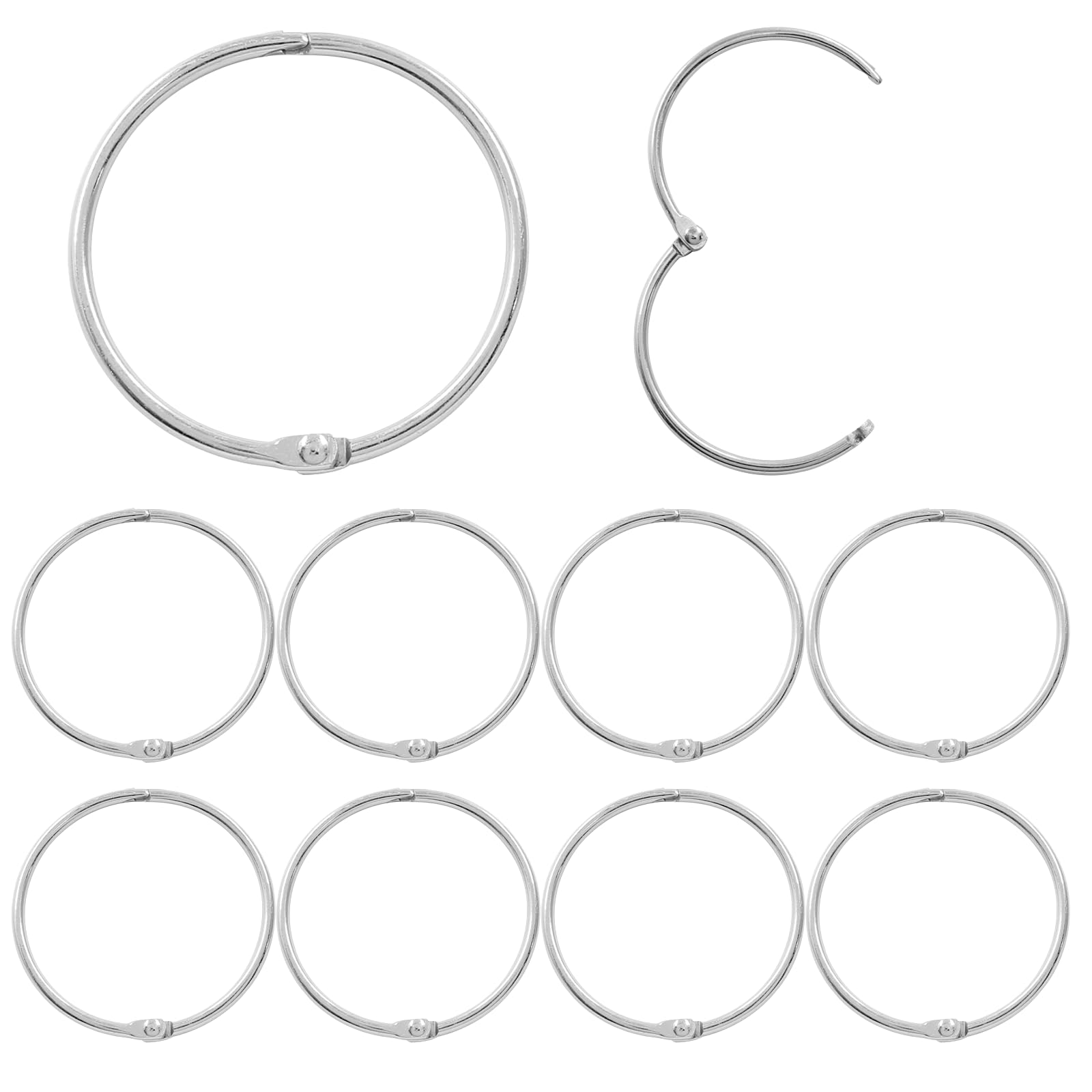 Coufce 10 Pack 2 Inch Loose Leaf Binder Ring Silver Metal Nickel Plated Steel Keychain Key Rings Flashcard Rings Index Card Rings Paper Rings Book