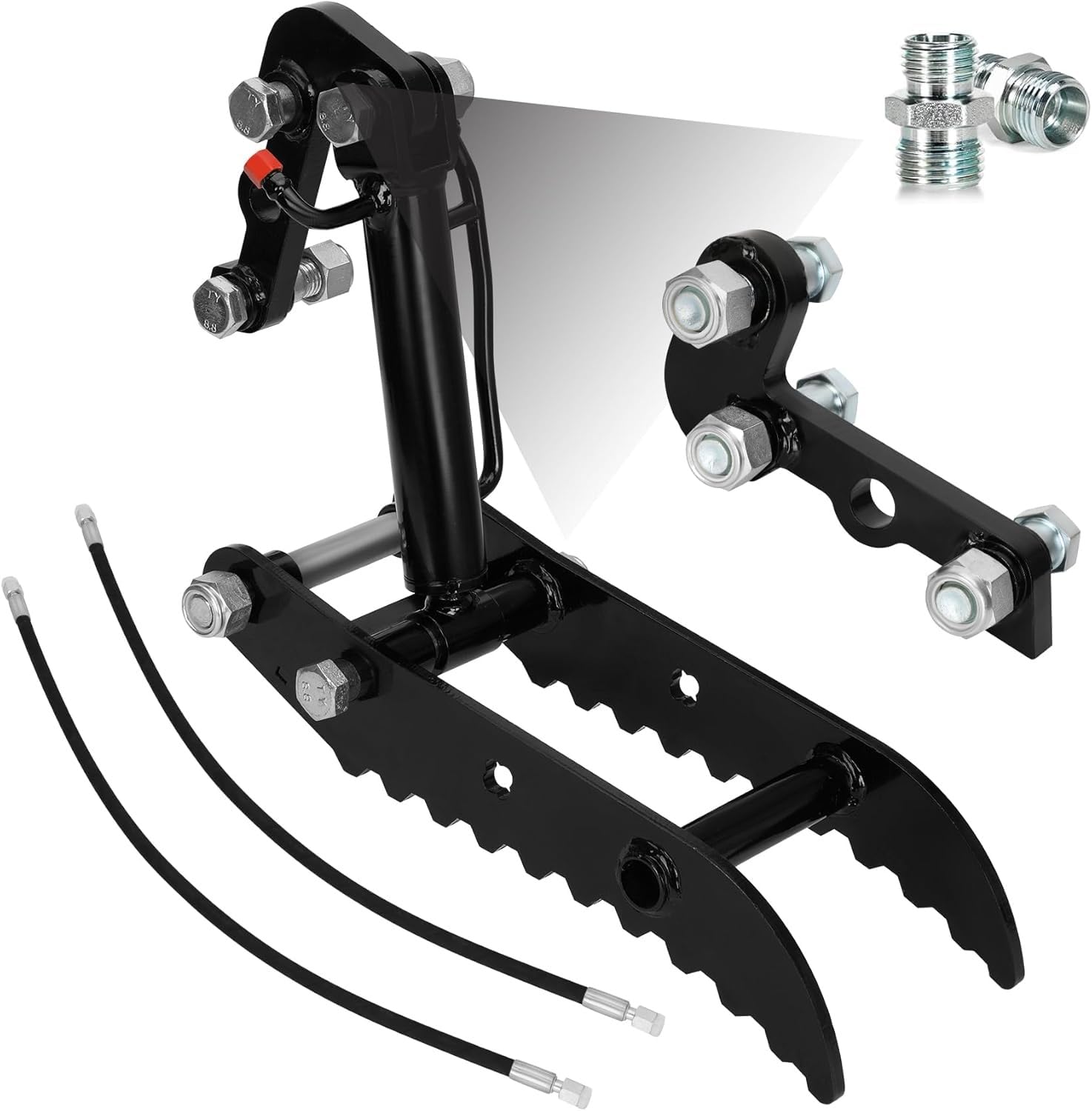 Zlxhffh Old Thumb Grapple Mini Excavator Hydraulic Thumb Compatible With Mini Excavators Under 3 Tons,3-Hole Hydraulic Grapple Attachment,With L-Shaped Bracket 2 Hoses,Recycling And Material Handling
