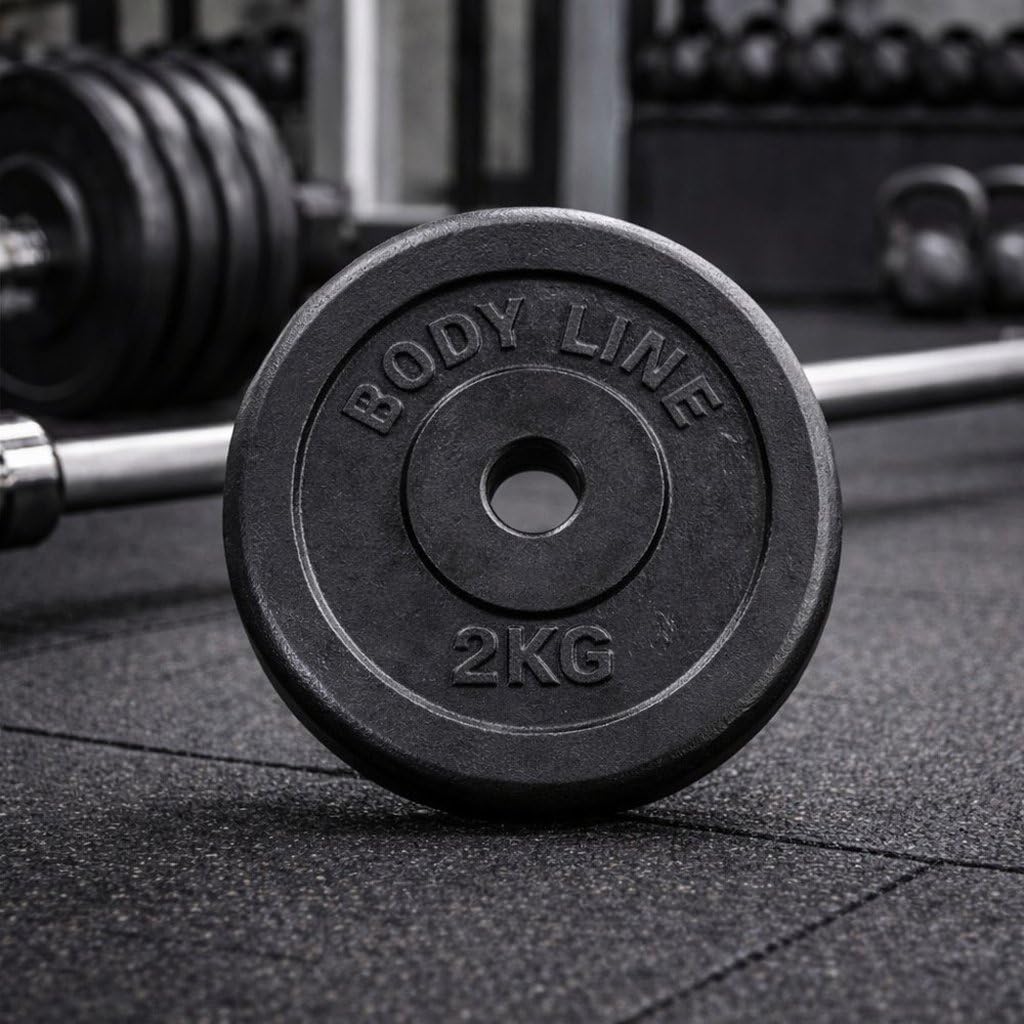 Bodyline schwere Scheibe aus Gusseisen für Langhantel-, Kurzhantel- und Gewichtheben — Durchmesser 25 mm — für Fitnessstudio, Fitness, Heimtraining
