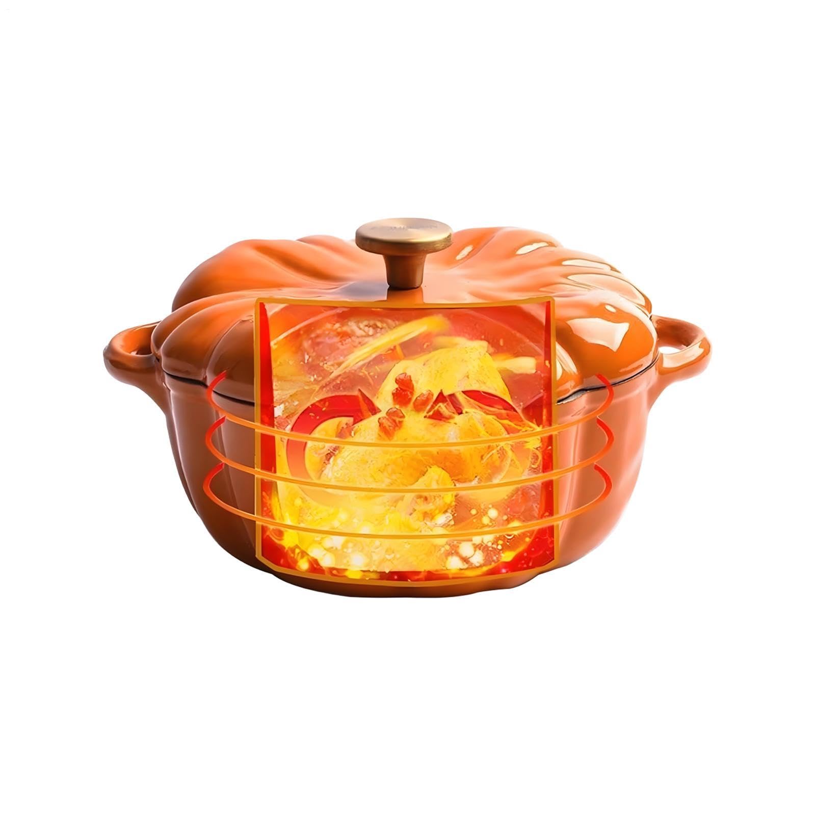 Kürbis Dutch Oven Schmortopf Antihaftbeschichtetes Kochgeschirr Als | Als Kürbis-Suppenschüsseln zum Schmoren Köcheln Backen für Reis Soßen Essen Küche Haushalt und