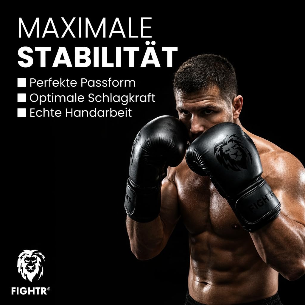 FIGHTR® Boxhandschuhe - Maximaler Schutz & Stabilität | Box Handschuhe für Boxen, MMA, Muay Thai & Kickboxen | Größen 8-16 oz, inkl. Tragetasche