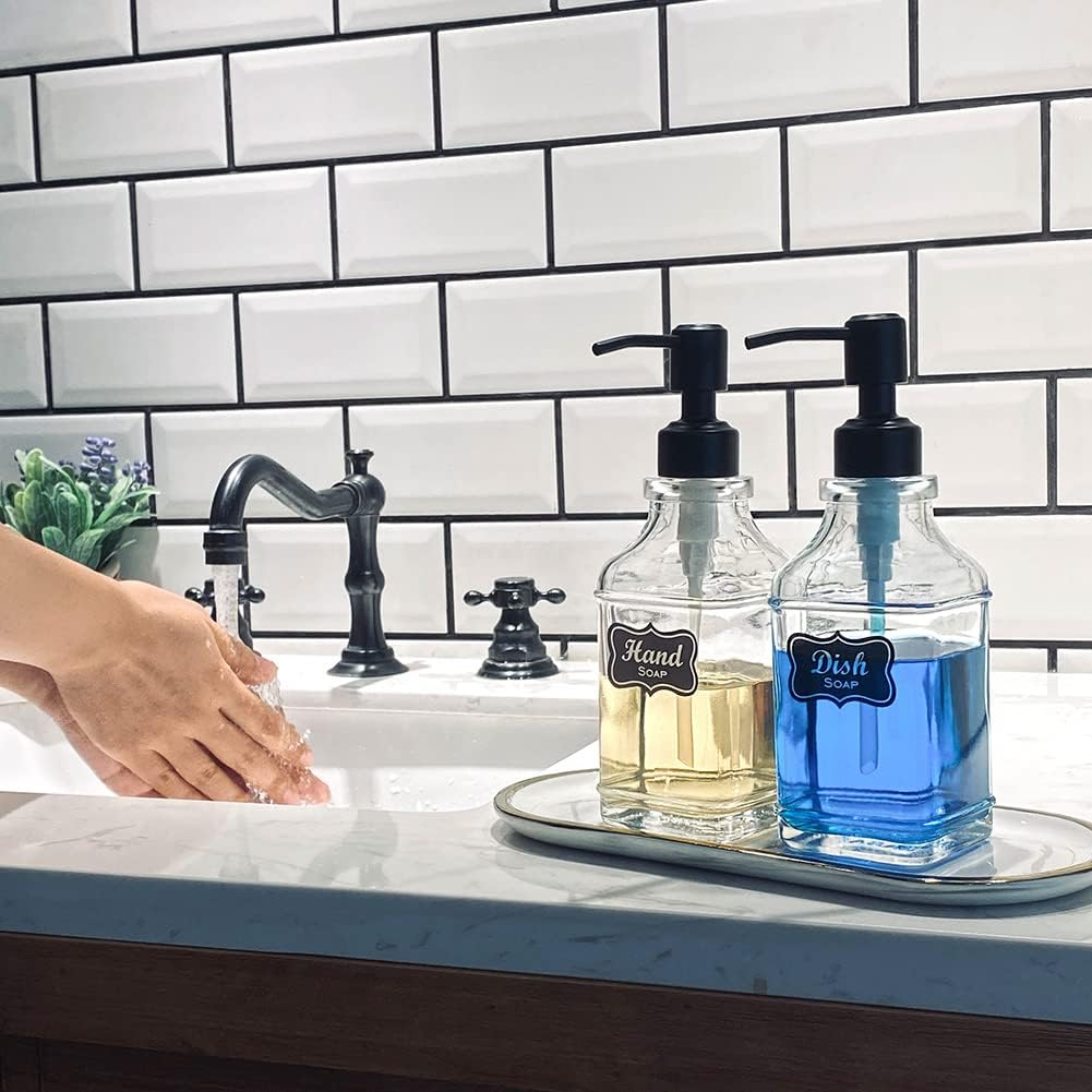 JASAI Durable 304 Stainless Steel Soap Dispenser Pump, Rustproof Black Satin Soap Dispenser Pump Replacement for Regular Mouth(2 Pack)