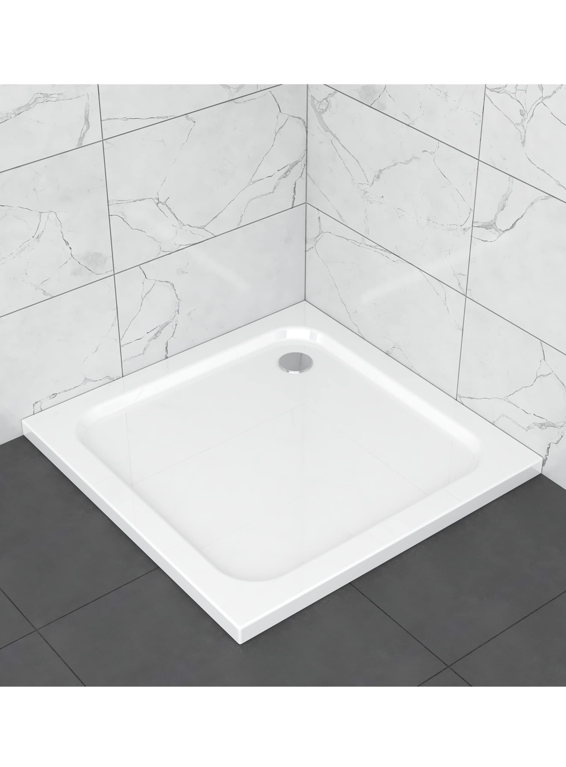 Plato de ducha cuadrado rebajado de abs con valvula incluida H.5 cm (90 x 90 cm)