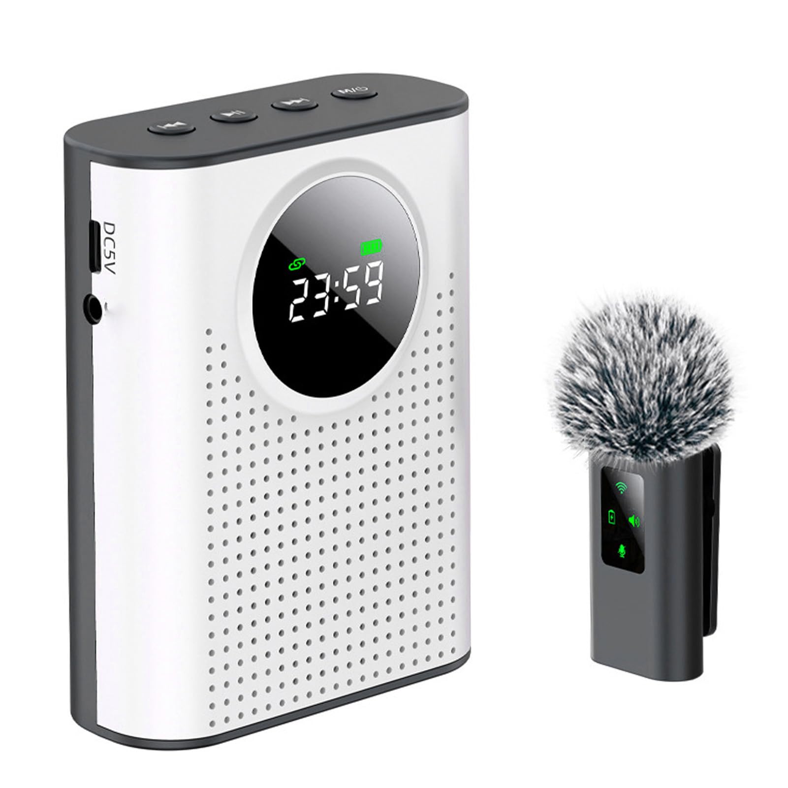 Naroote Amplificador de Voz Micrófono Inalámbrico con Solapa Magnética, Pantalla LED, Altavoz de Micrófono Portátil Recargable para Profesores, Aula, Yoga y Reuniones