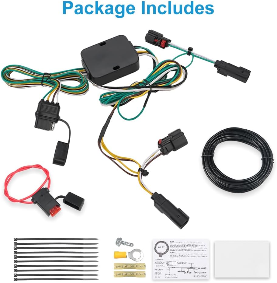 WATERWICH 4-Pin Trailer Wiring Harness Kit Compatible with Chrysle Pacifica 2017 2018 2019 2020 with LED Taillights Replacement for 56322 for Trailer Lights Connect