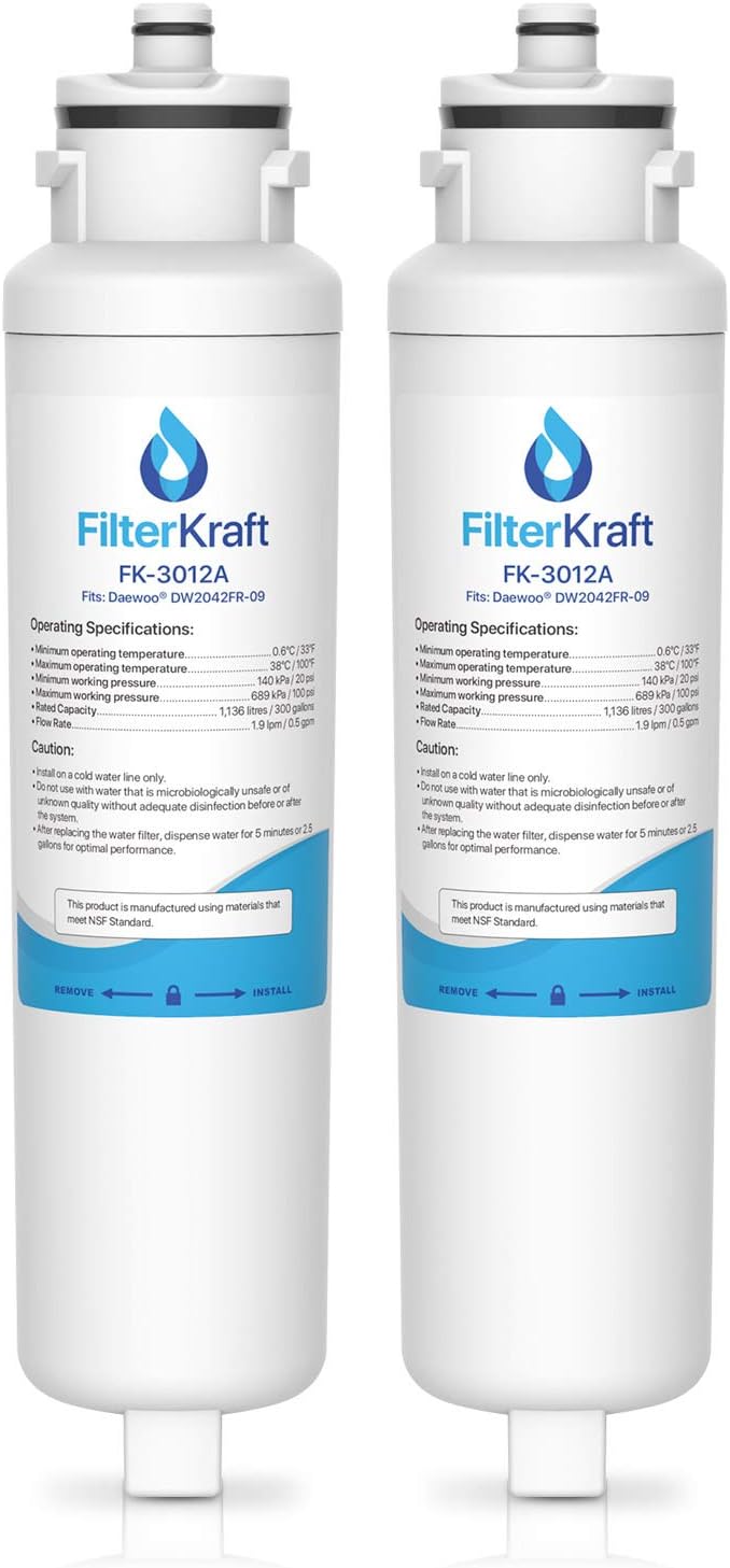 FilterKraft FK-3012A Compatible Fridge Water Filter Cartridge for Daewoo Aqua Crystal DW2042FR-09, DW2042F-09, FRNY225D2V, FRNY22D2V, 3019986700, SR610X, WHE7670SA, JLAFFS2011, Baumatic Titan 4 (2)