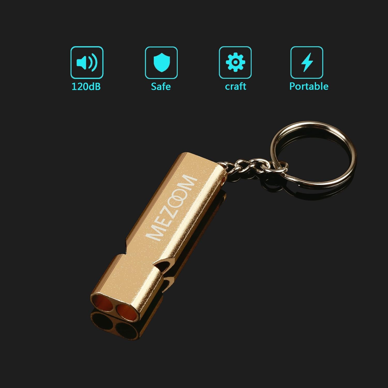 MEZOOM 4 Pcs Emergency Survival Whistles Metal Double Tubes Reused Referee Coaches Whistle with Lanyard and Key Ring for Camping Hiking Hunting Pet Training : Sports & Outdoors