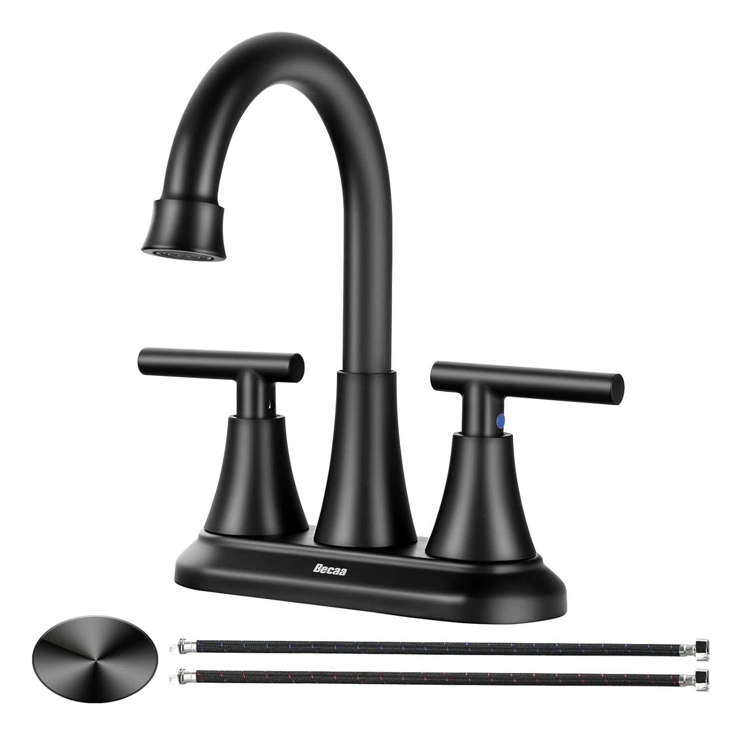 4 Inch Bathroom Faucets for Sink 3 Hole Faucet for Bathroom Sink with Pop-up Drain Supply Hoses 2-Handle